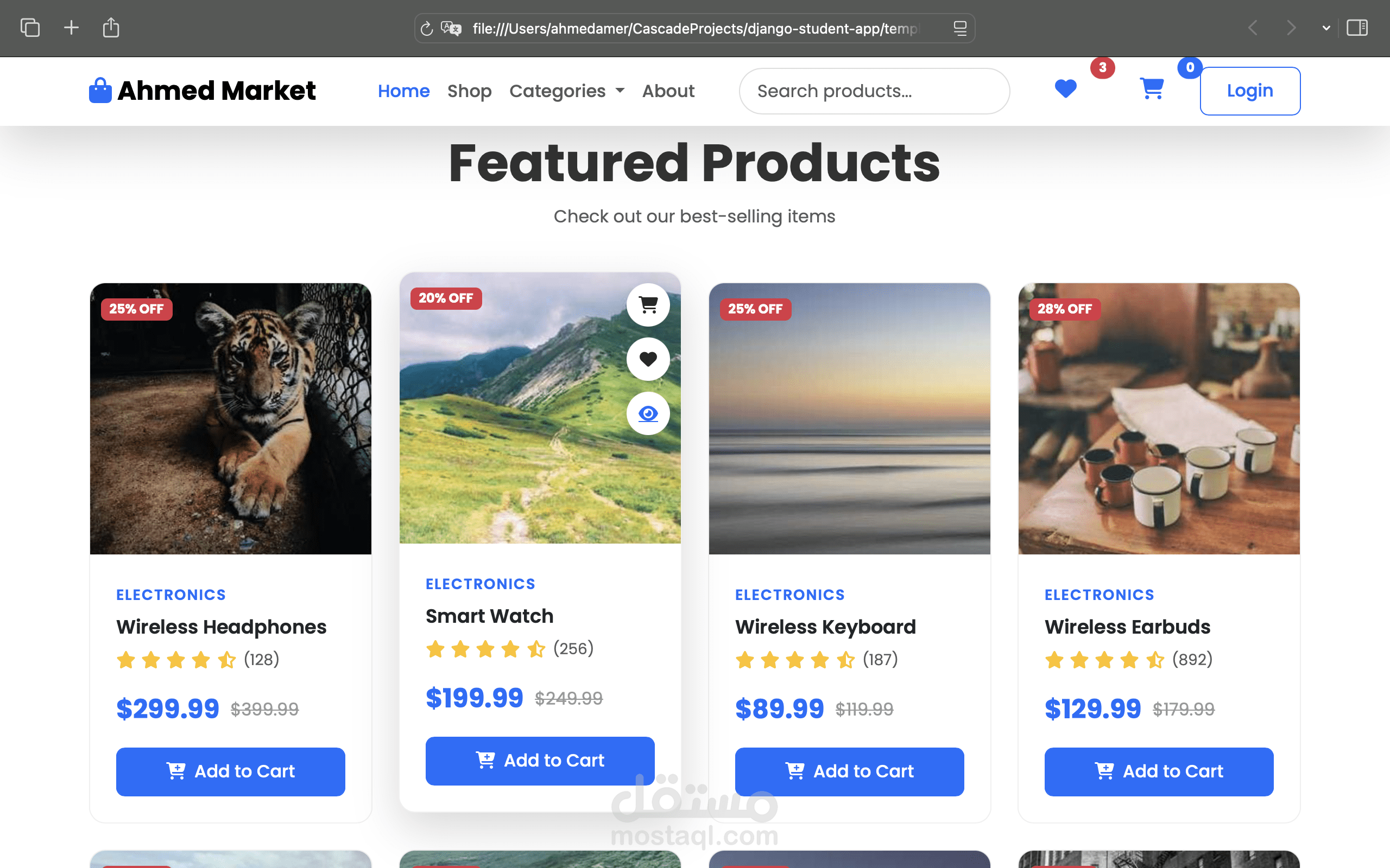 Ecommerce website user interface