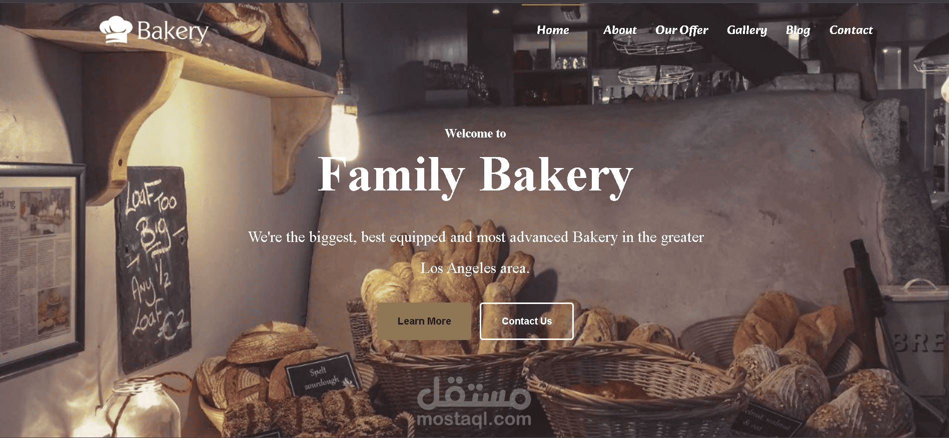 تصميم صفحة رئيسية (Landing Page) لمخبز “Family Bakery”