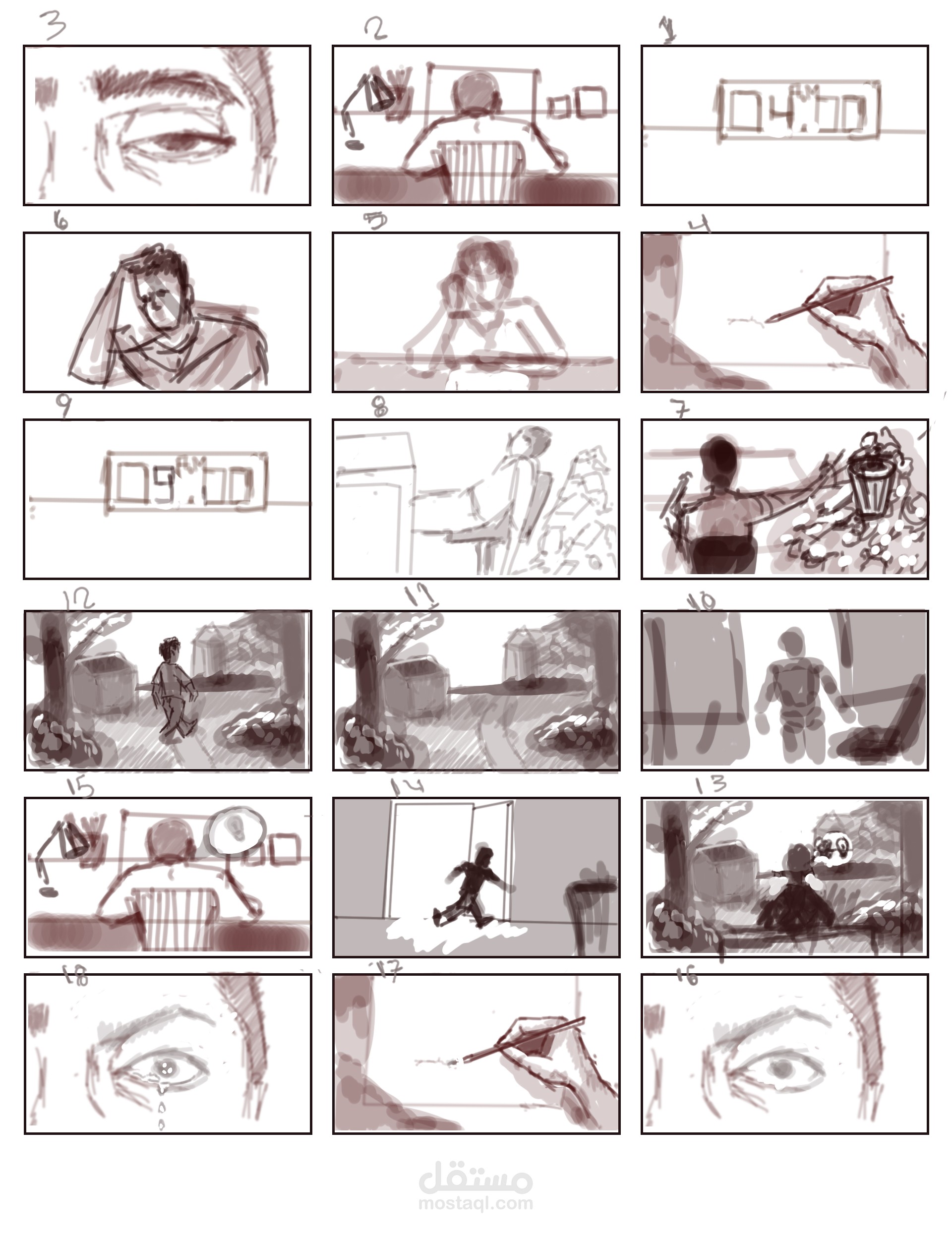 تصميم ستوري بورد لمشهد قصير