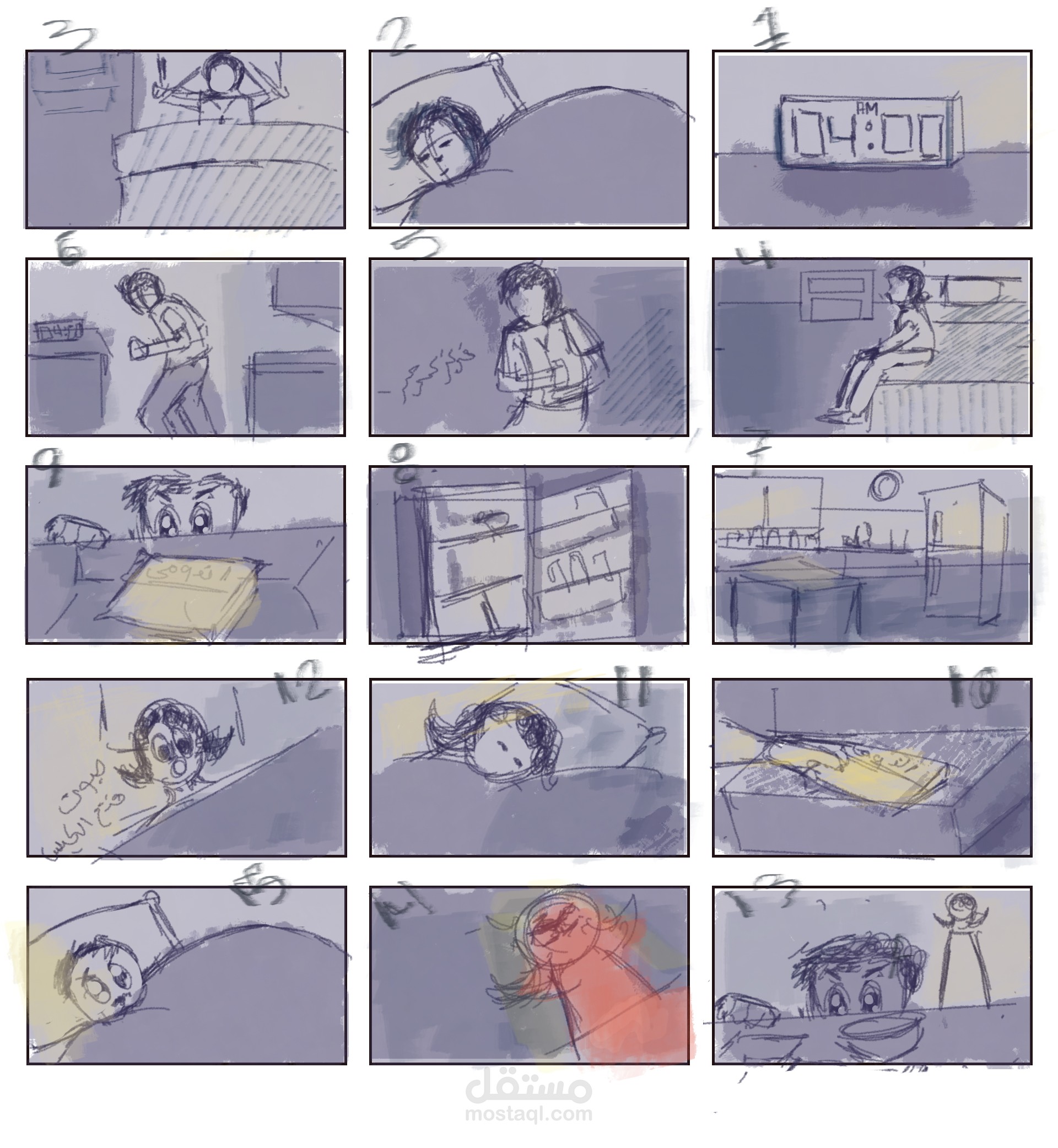 ستوري بورد لمشهد قصصي