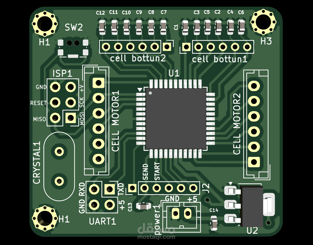 تصميم دارة pcb بعناصر smd بطبقتين
