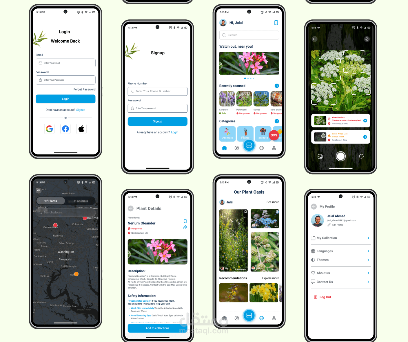تصميم UI UX لتطبيق لاستكشاف الكائنات الحية