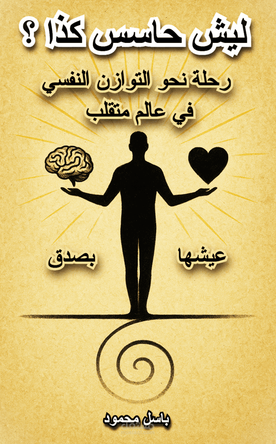 تصميم غلاف كتاب " ليش حاسس كذا " رحلة نحو التوازن النفسي في عالم متقلب