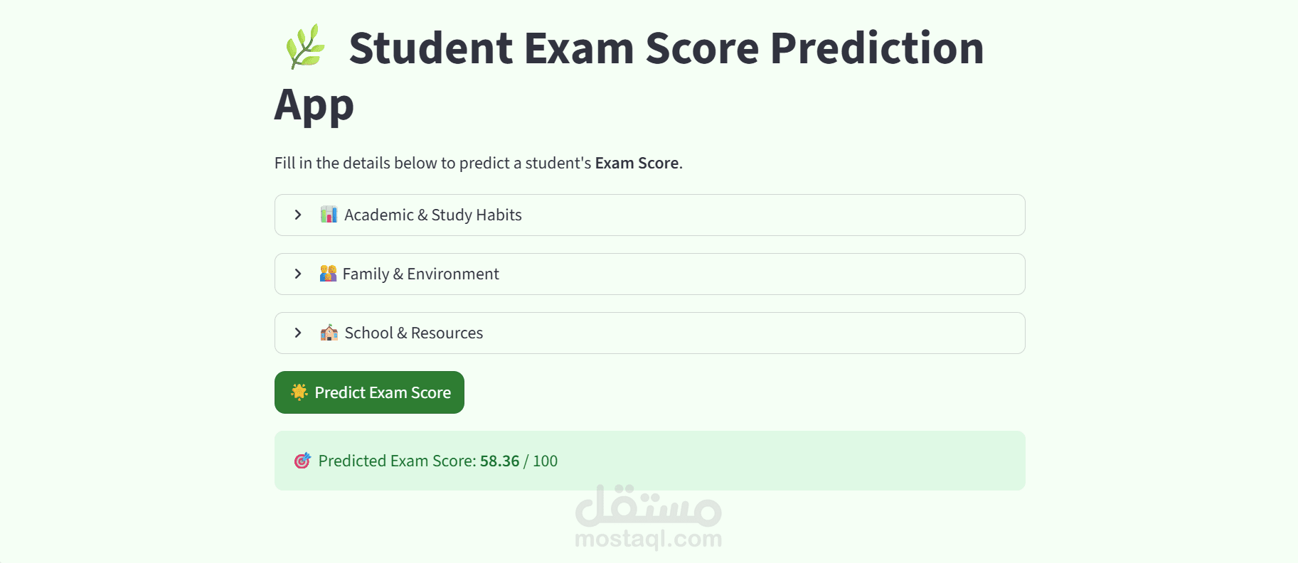 Student Exam Score Prediction App