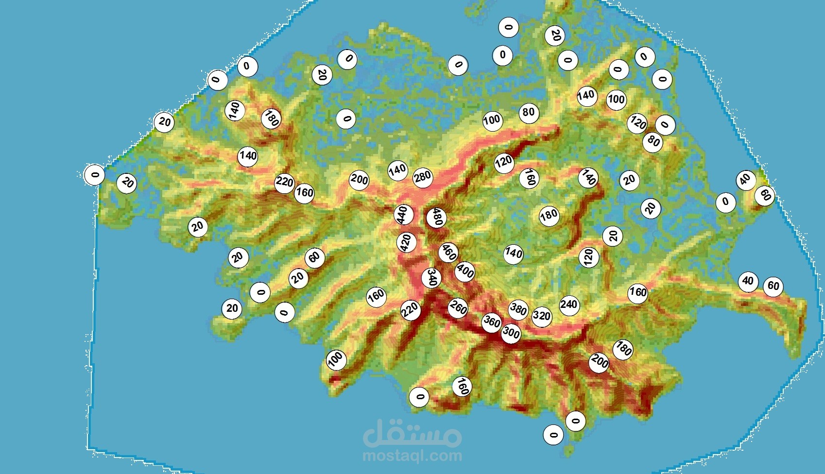 عمل خريطة ارتفاعات لمدينة عدن
