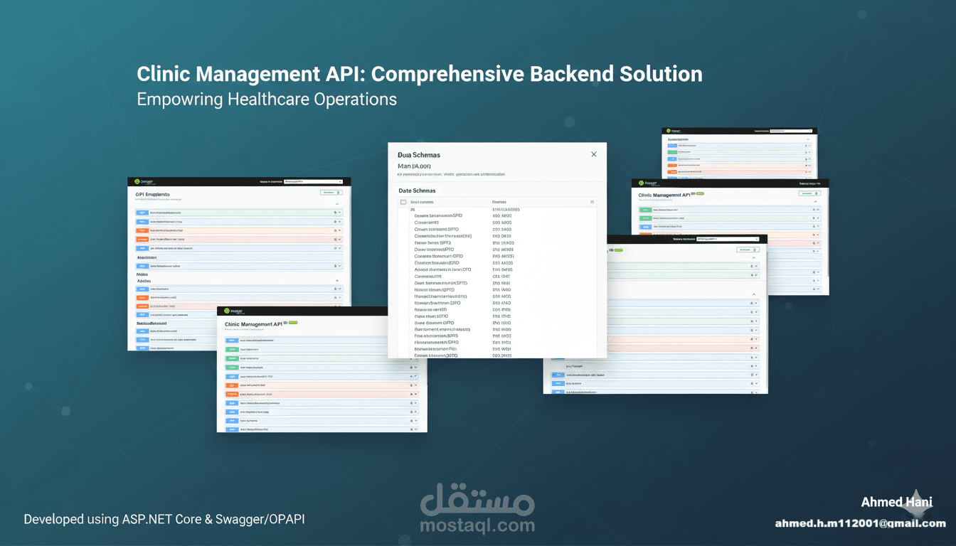 تطوير وتصميم API لإدارة العمليات في العيادات باستخدام ASP.NET Core و Swagger