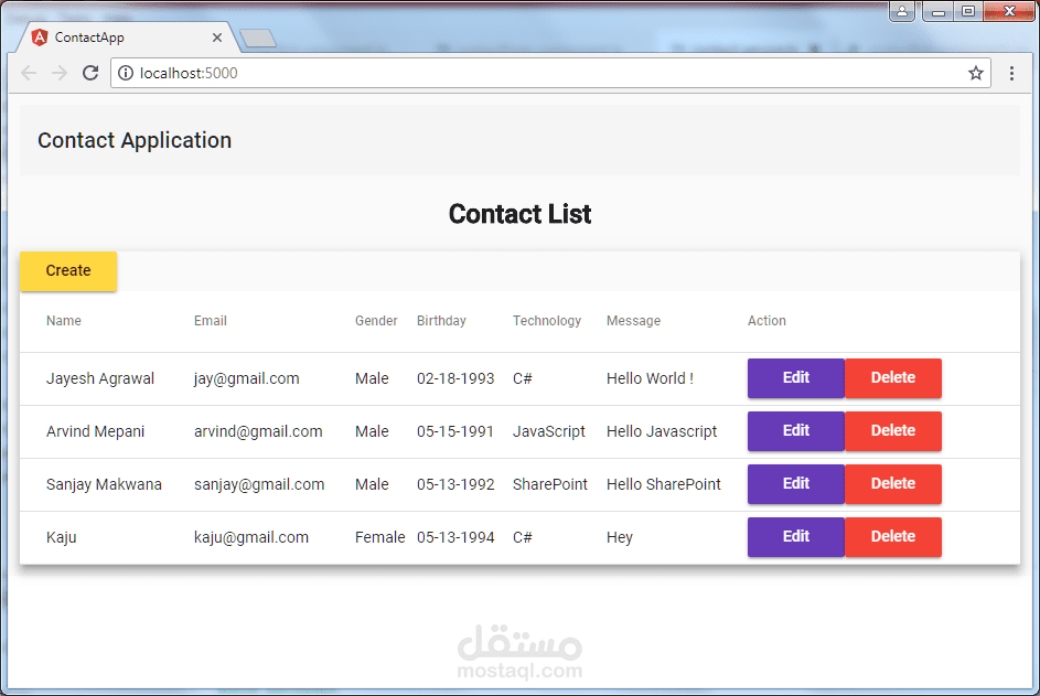 Contact Application – تطبيق تفاعلي مبني بـ Angular