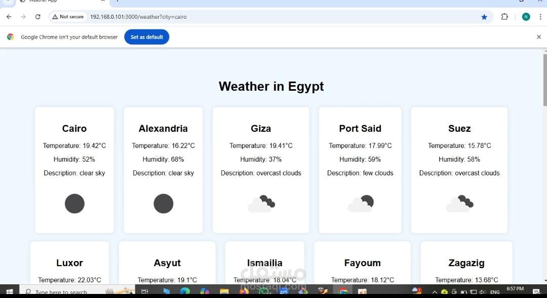 ️ Weather in Egypt – Web Application (Frontend & Backend Project)