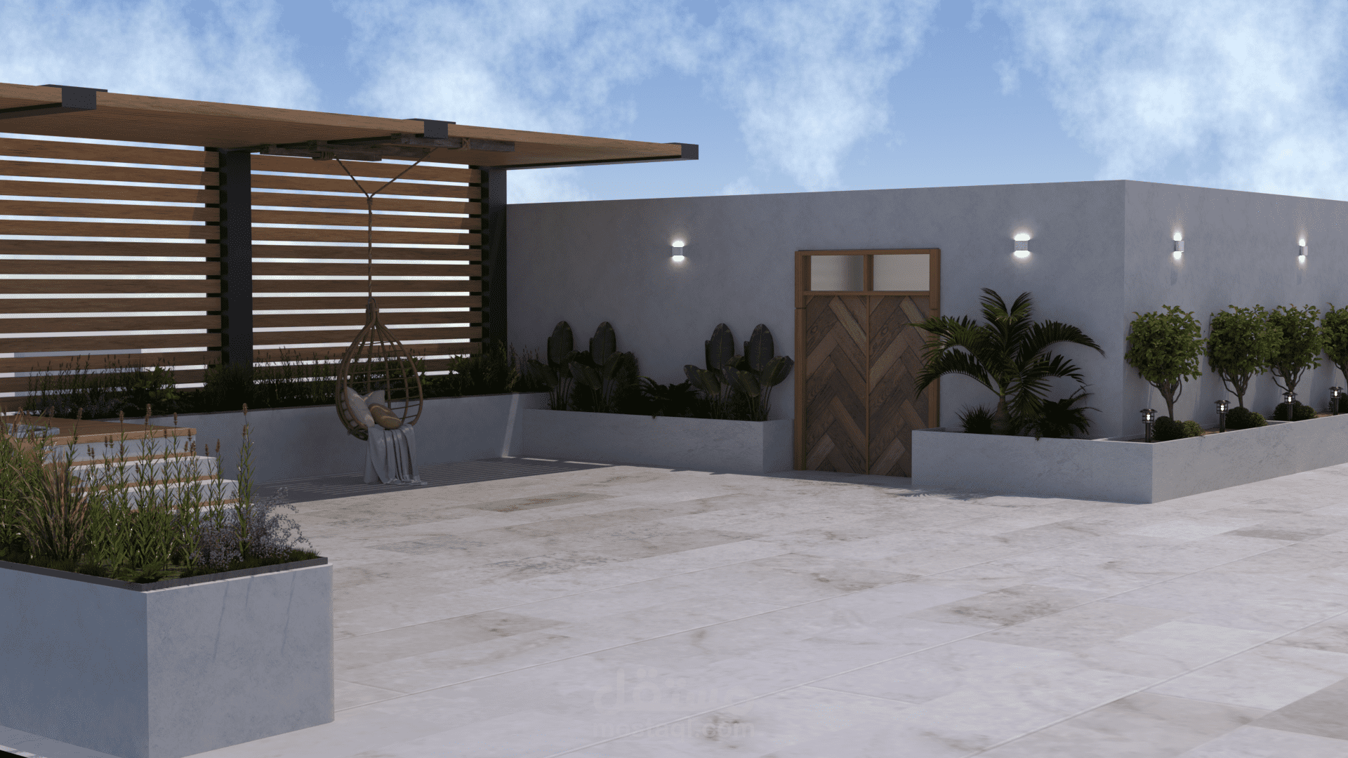 تصميم حديقة سطح خاص في فيلا في قطر