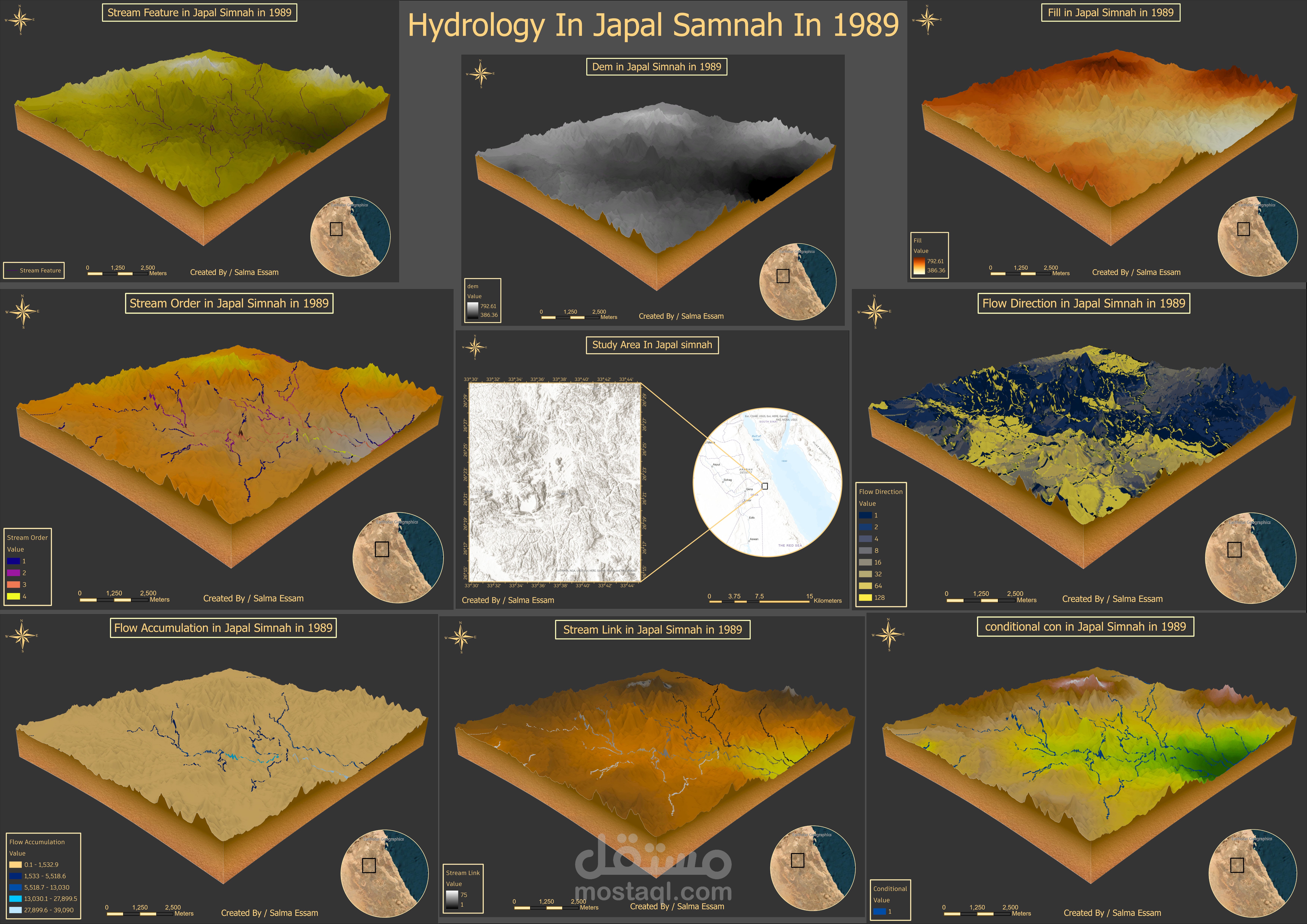 التحليل الهيدرولوجي لمنطقة جبل سمنة باستخدام نموذج الارتفاع الرقمي (DEM) – عام 1989