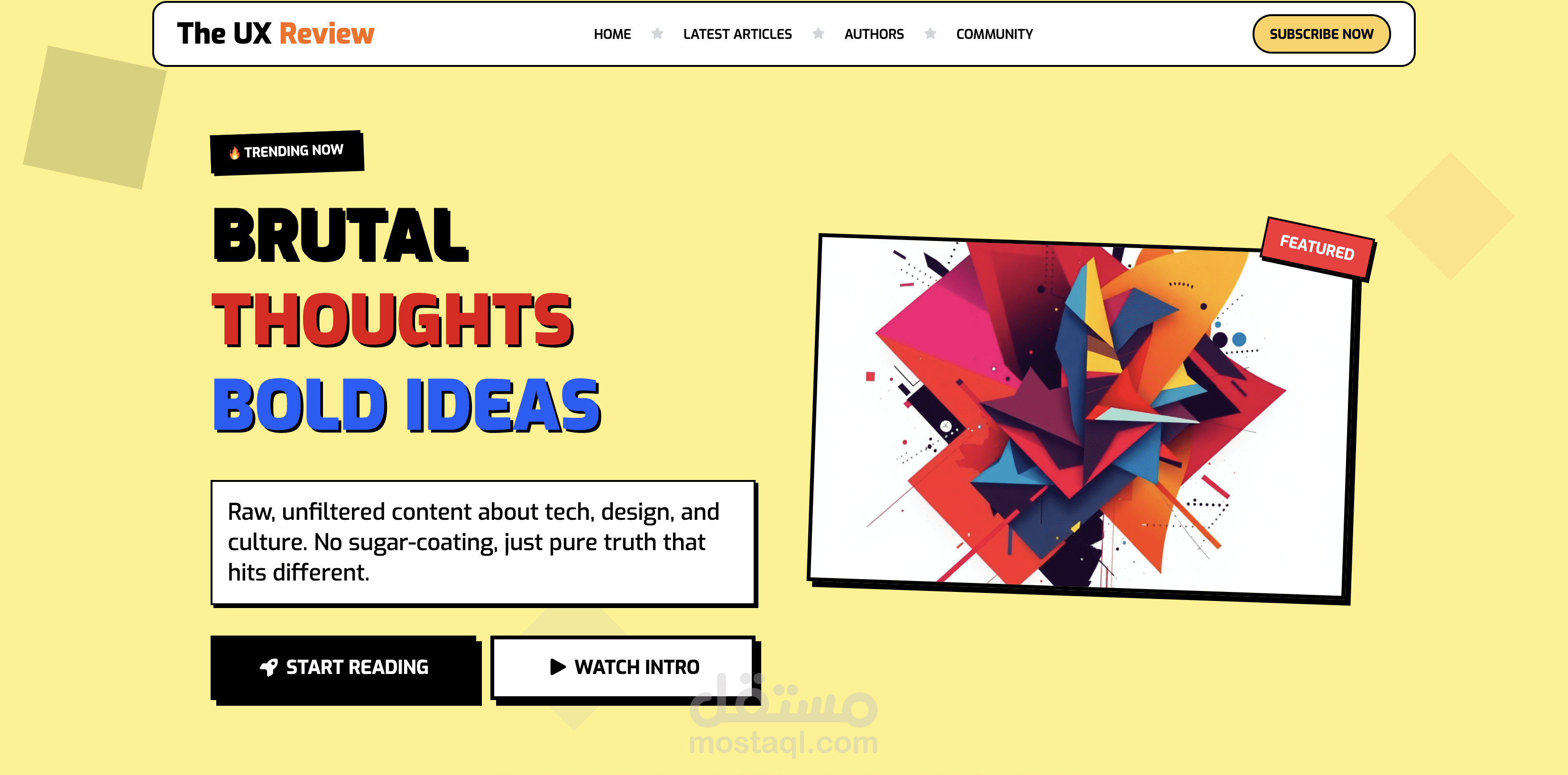 The UX Review - Blog Landing Page
