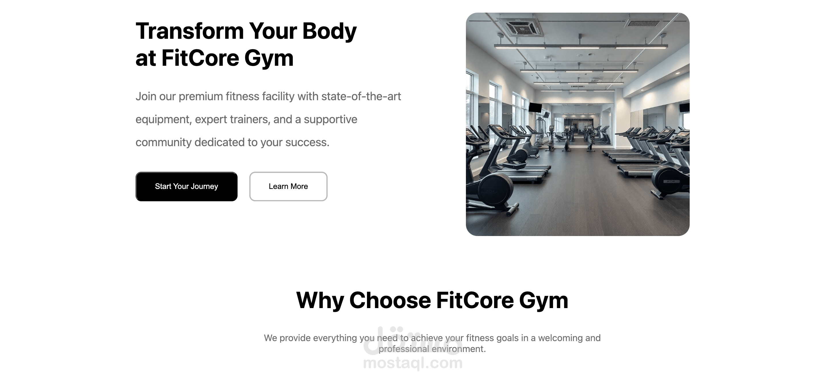 FitCore Gym - About Landing Page