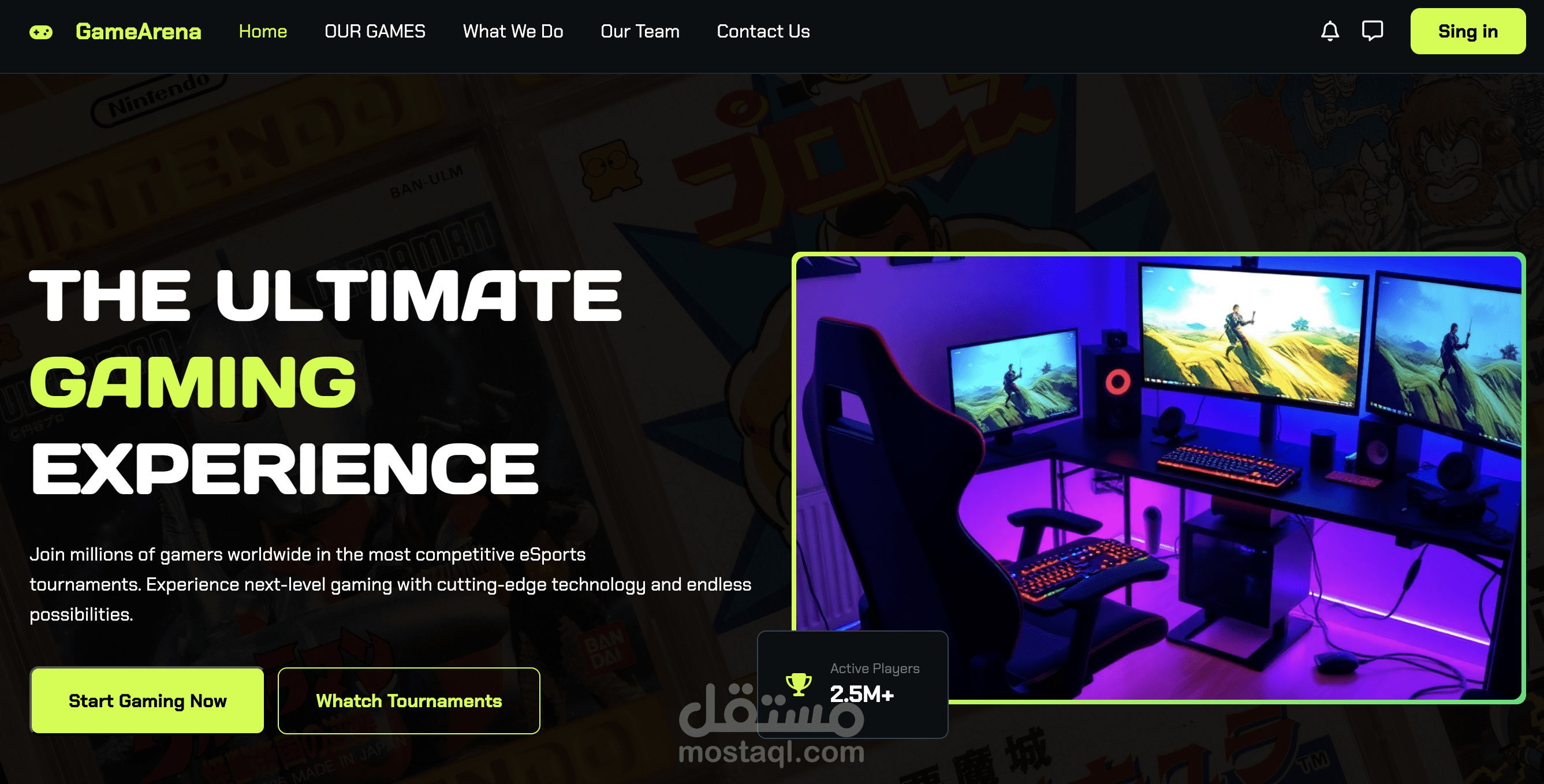 The Games Arena  Landing Page