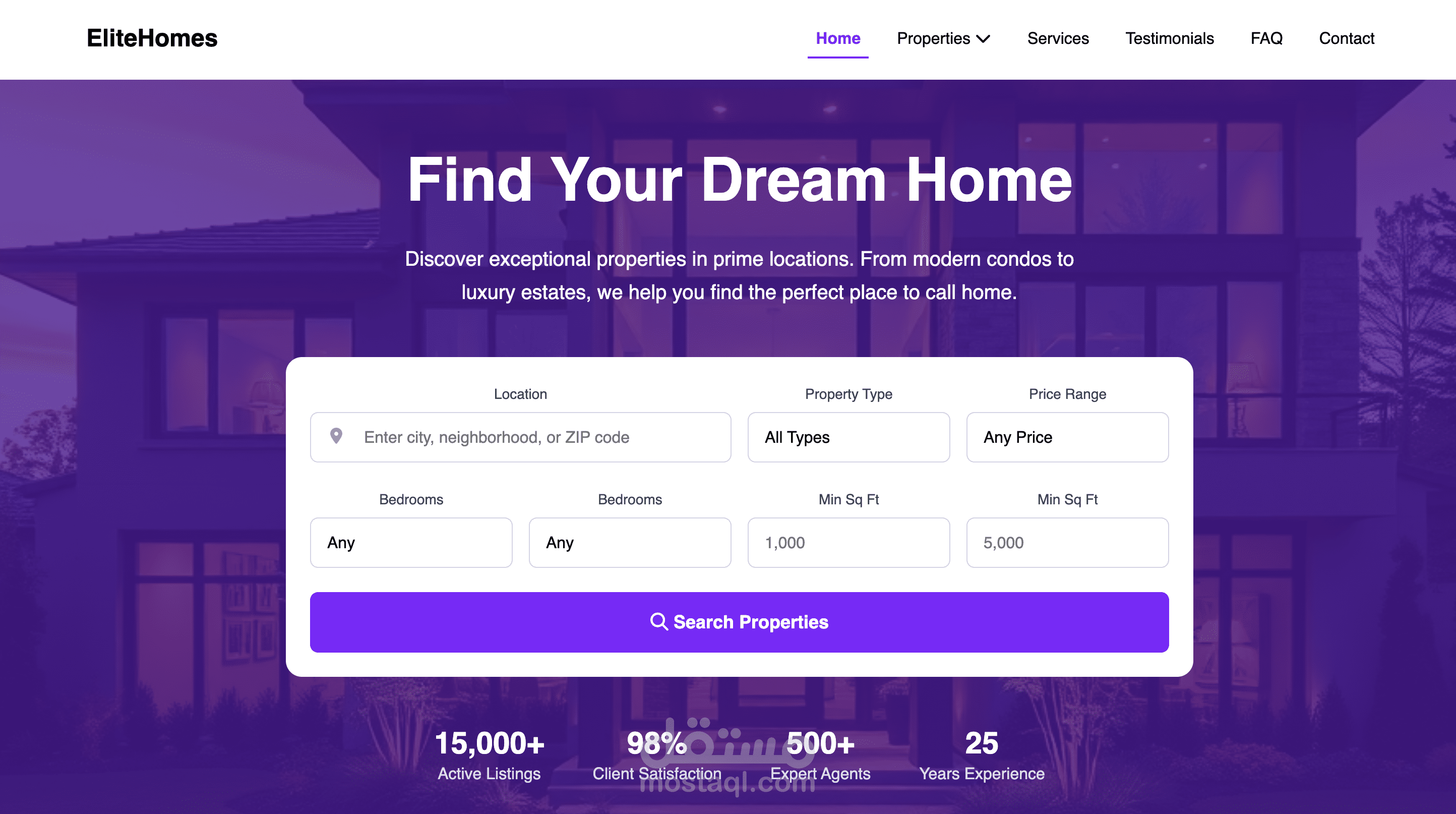 Elite Homes – Real Estate Landing Page