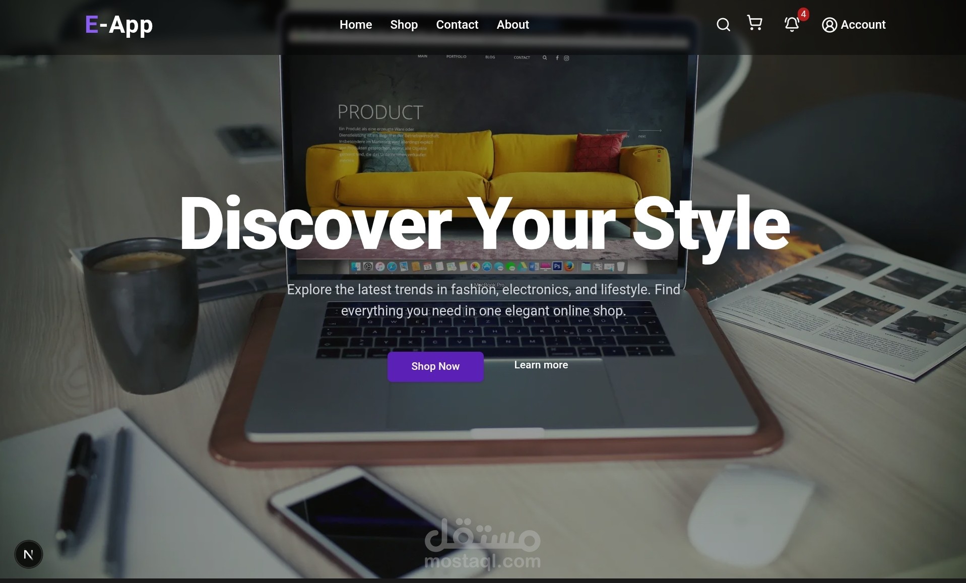 E-App – E-commerce Web Application (Next.js, TailwindCSS, Shadcn)