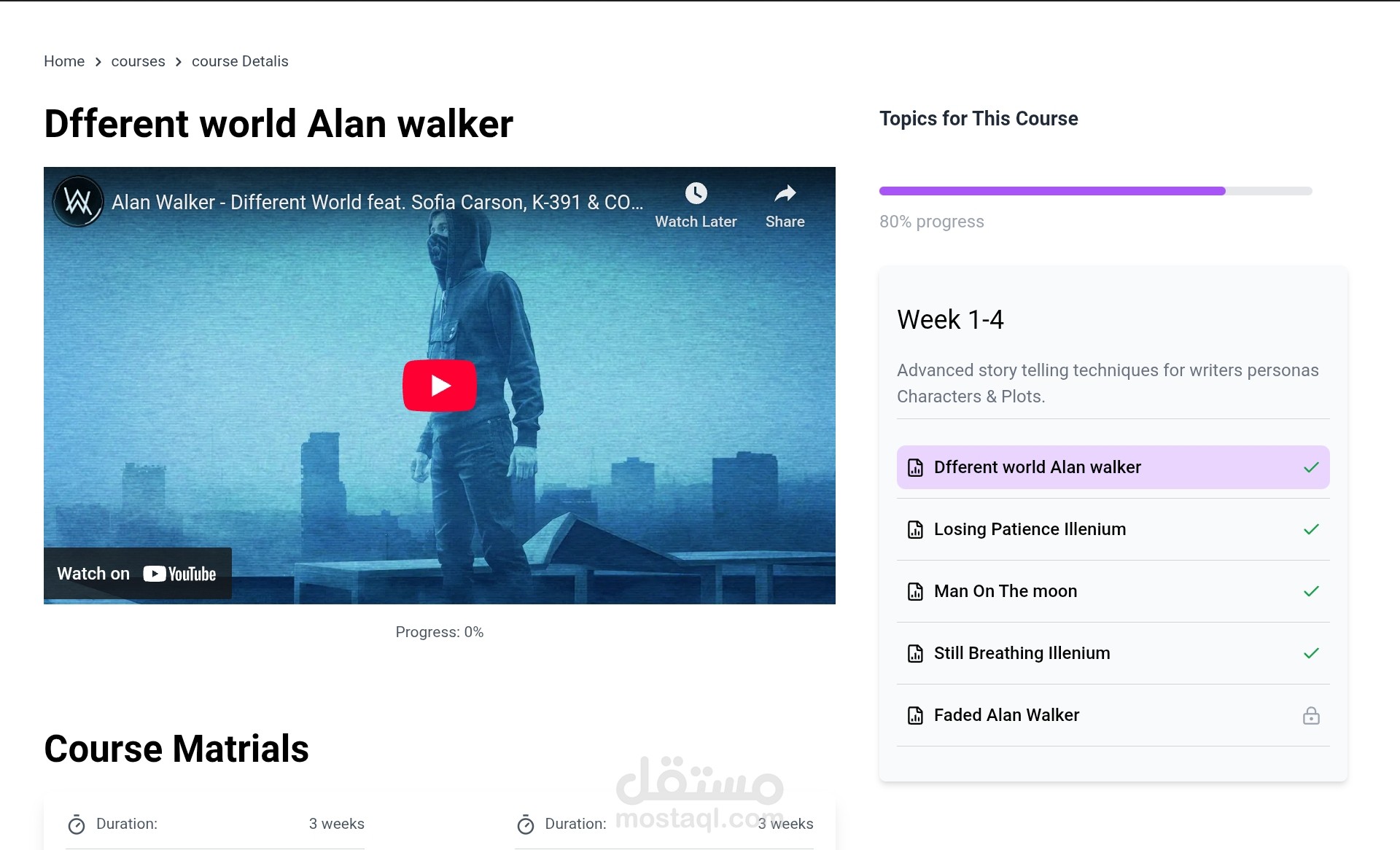 Courses Details Page (React Player Integration)