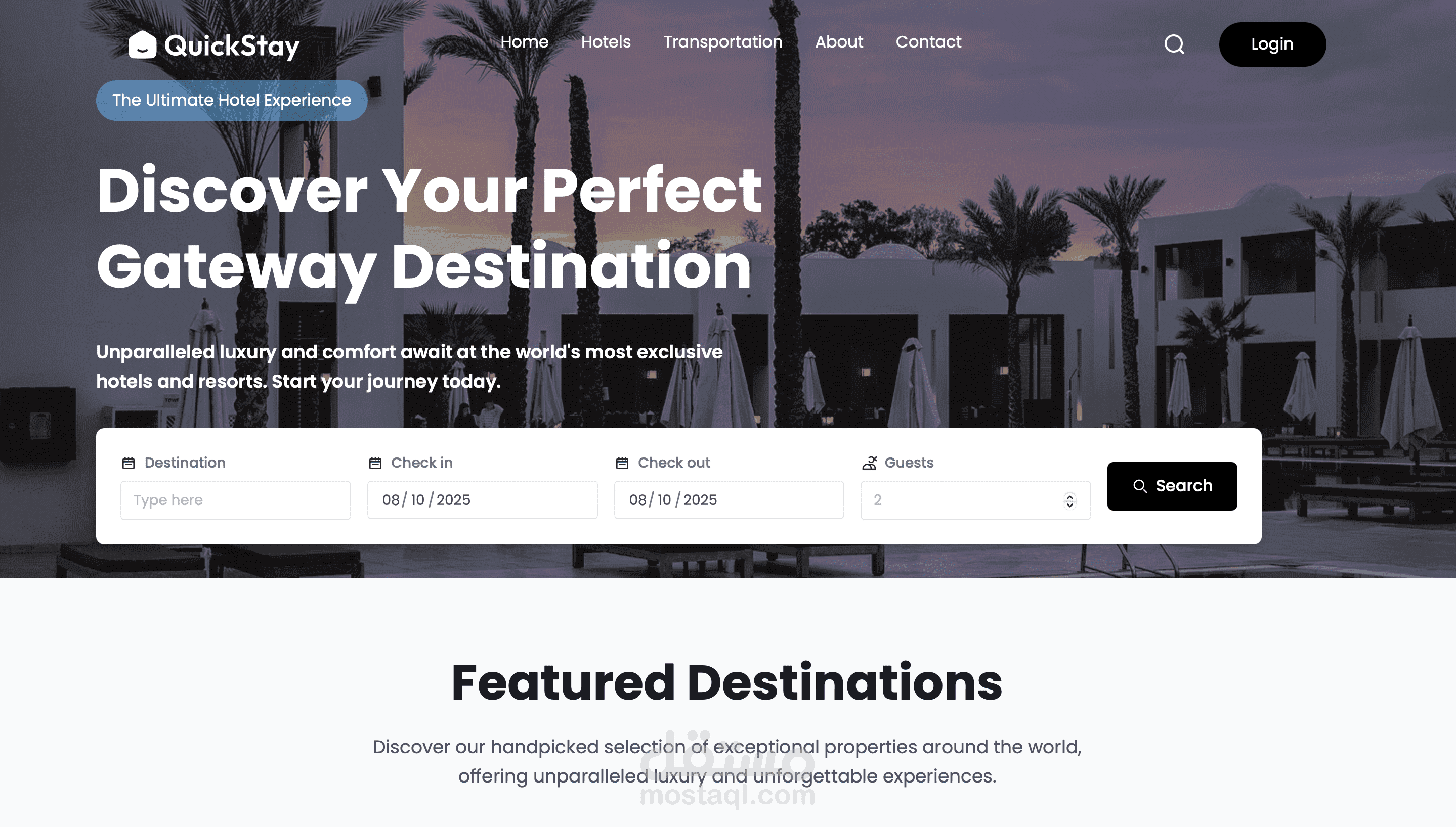 QuickStay - منصة متكاملة لحجز المواصلات والفنادق
