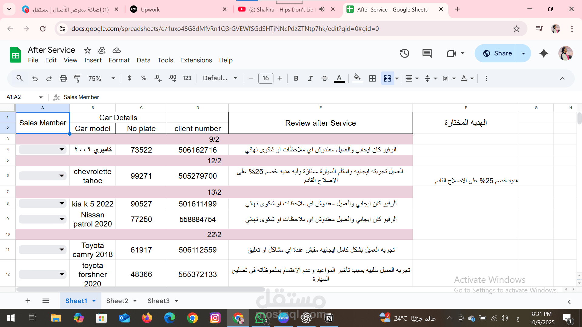 ادخال البيانات متابعه وخدمه العملاء