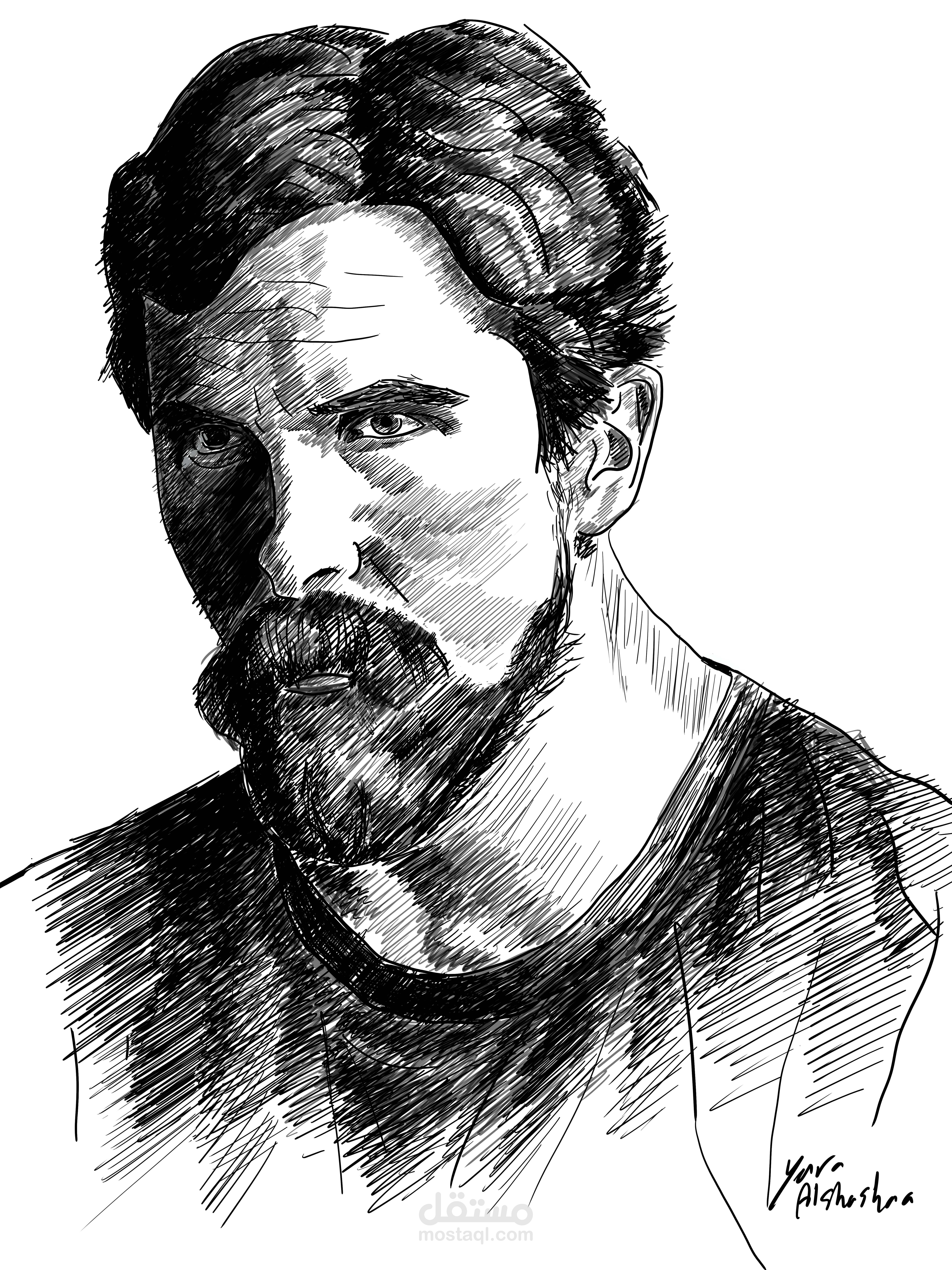 اسكتش بورتريه للممثل كريستيان بيل