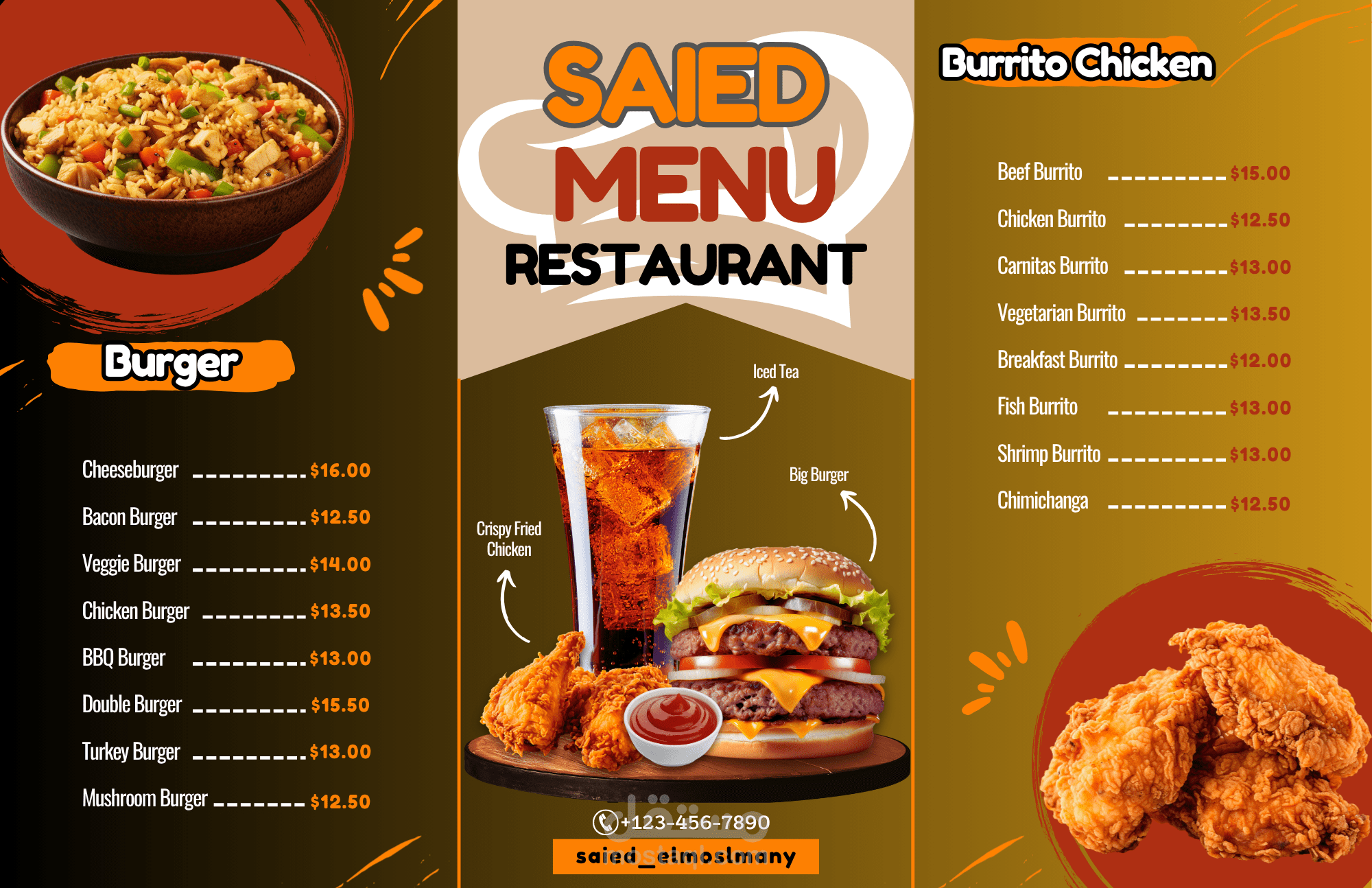 تصميم قائمة طعام مقهى / تصميم مينيو مطعم أنيق وعصري