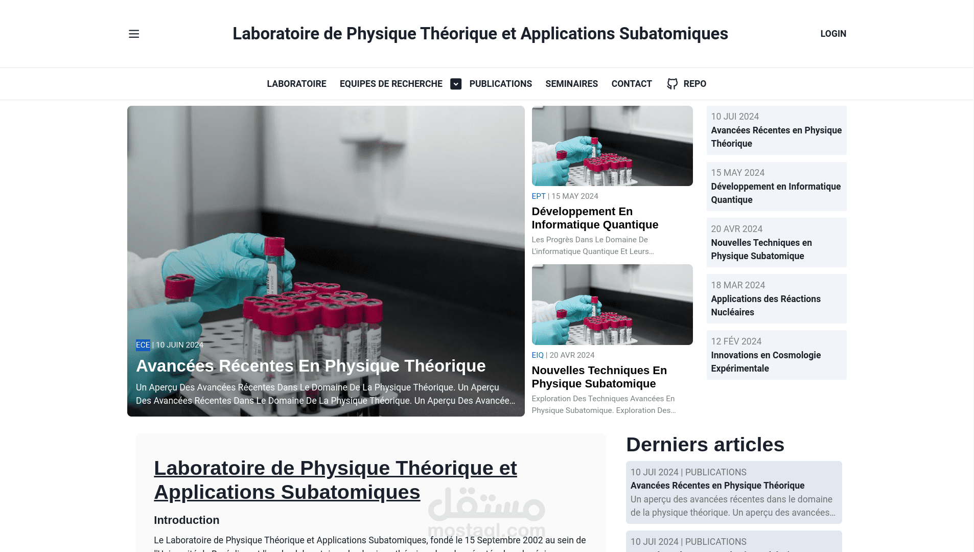 LPTAS LAB - مختبر الفيزياء النظرية والتطبيقات تحت الذرية
