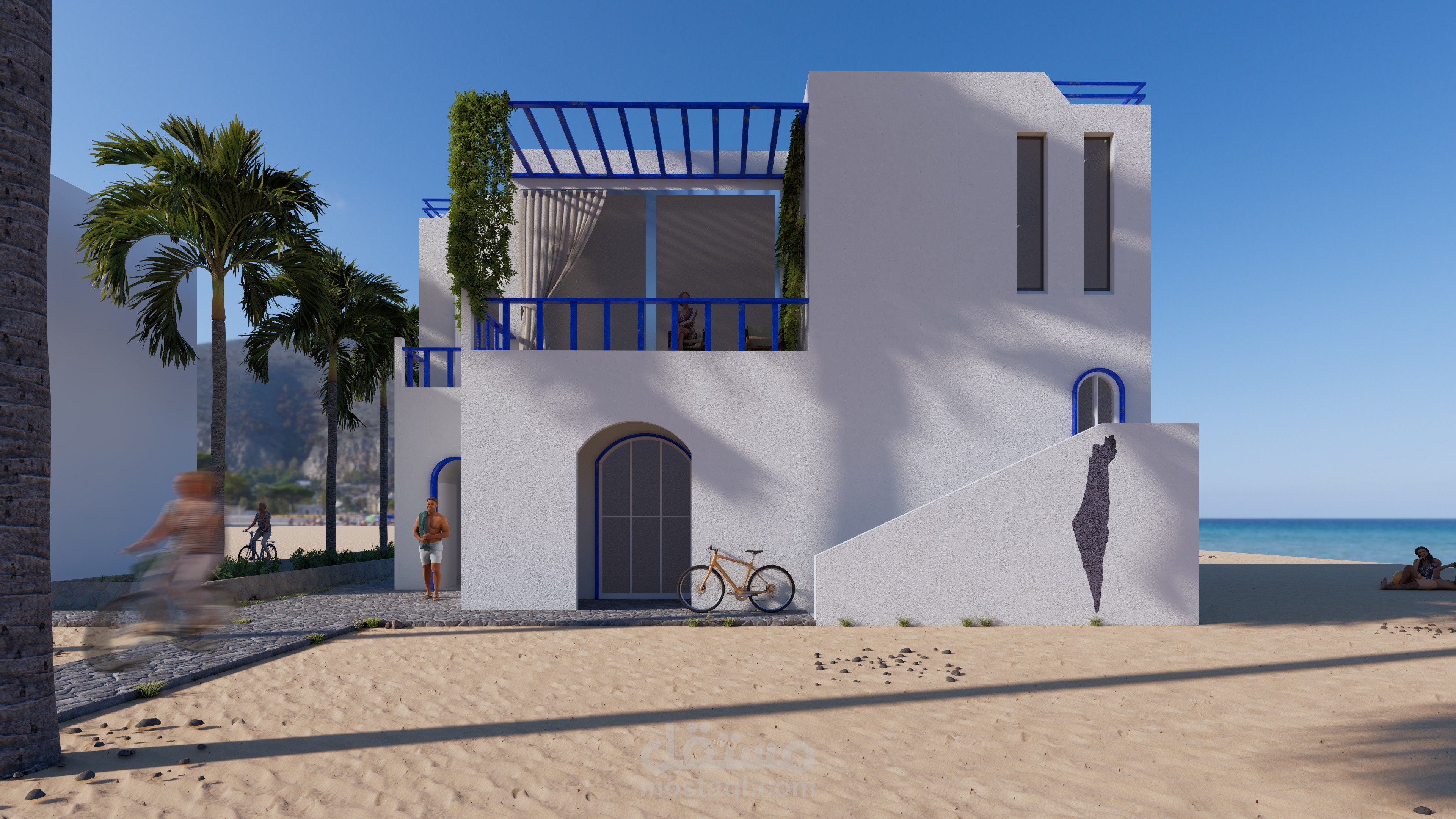 تصميم واجهه خارجيه لفيلا ساحليه