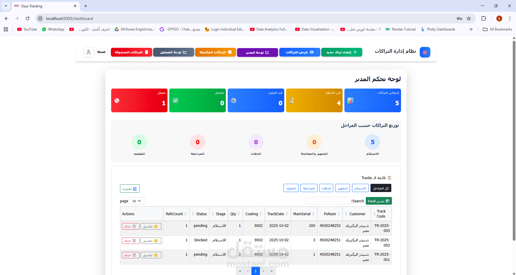 Production Tracking System — React (TS) + Node/Express + SQL Server