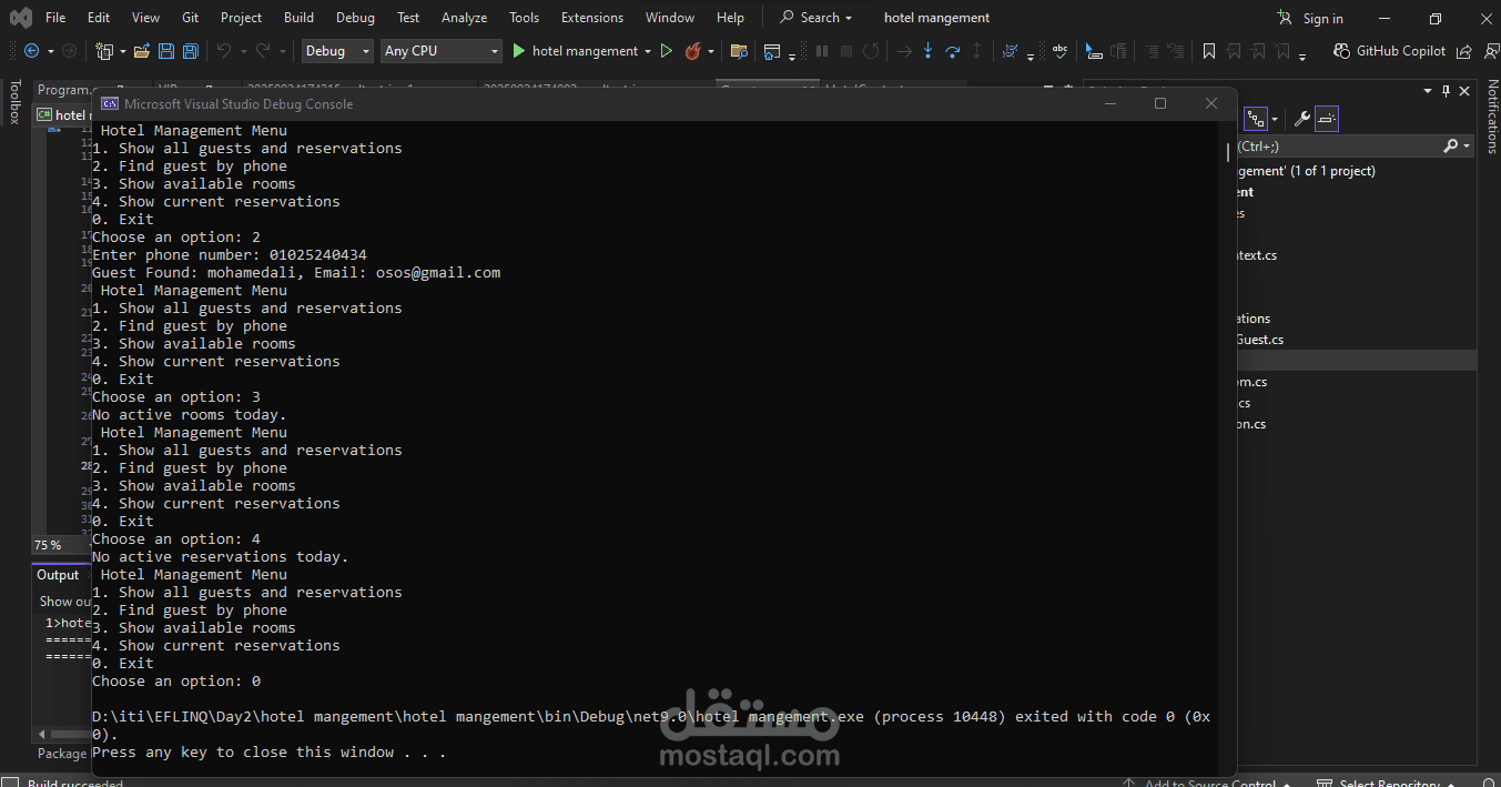 Hotel Management System — Console App using C# and Entity Framework Core