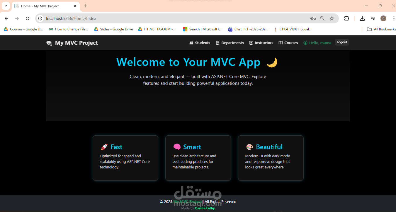 مشروع لتسجيل الطلاب والاقسام والاساتذة  والمواد للطلاب باستخدام MVC