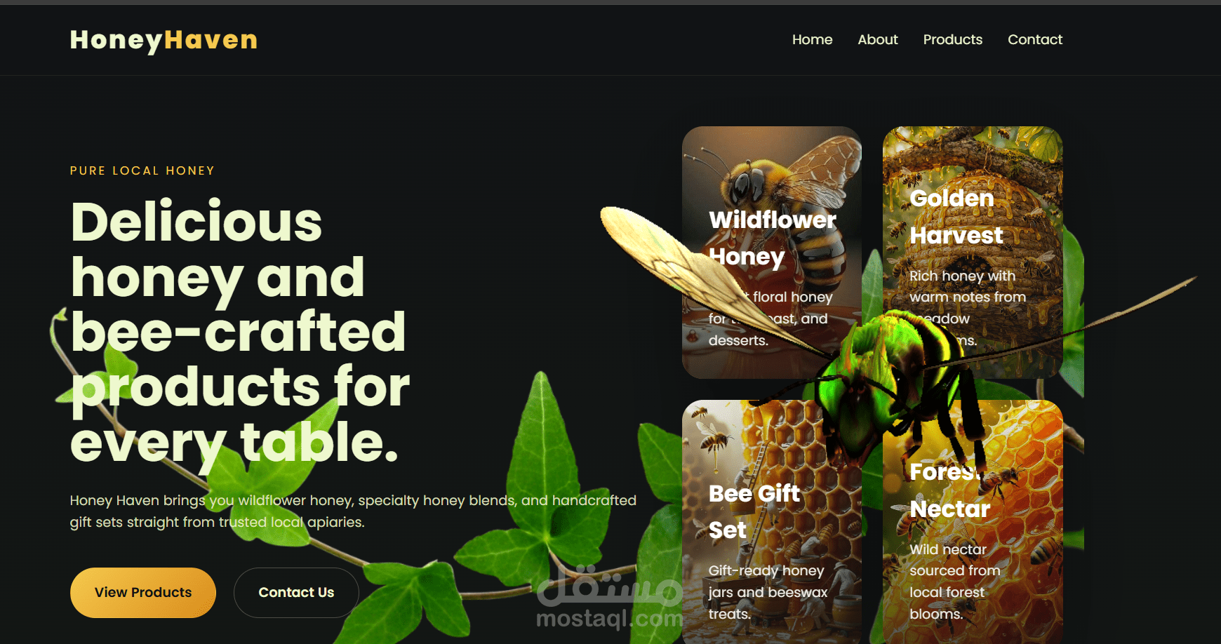 landing page for honey foods