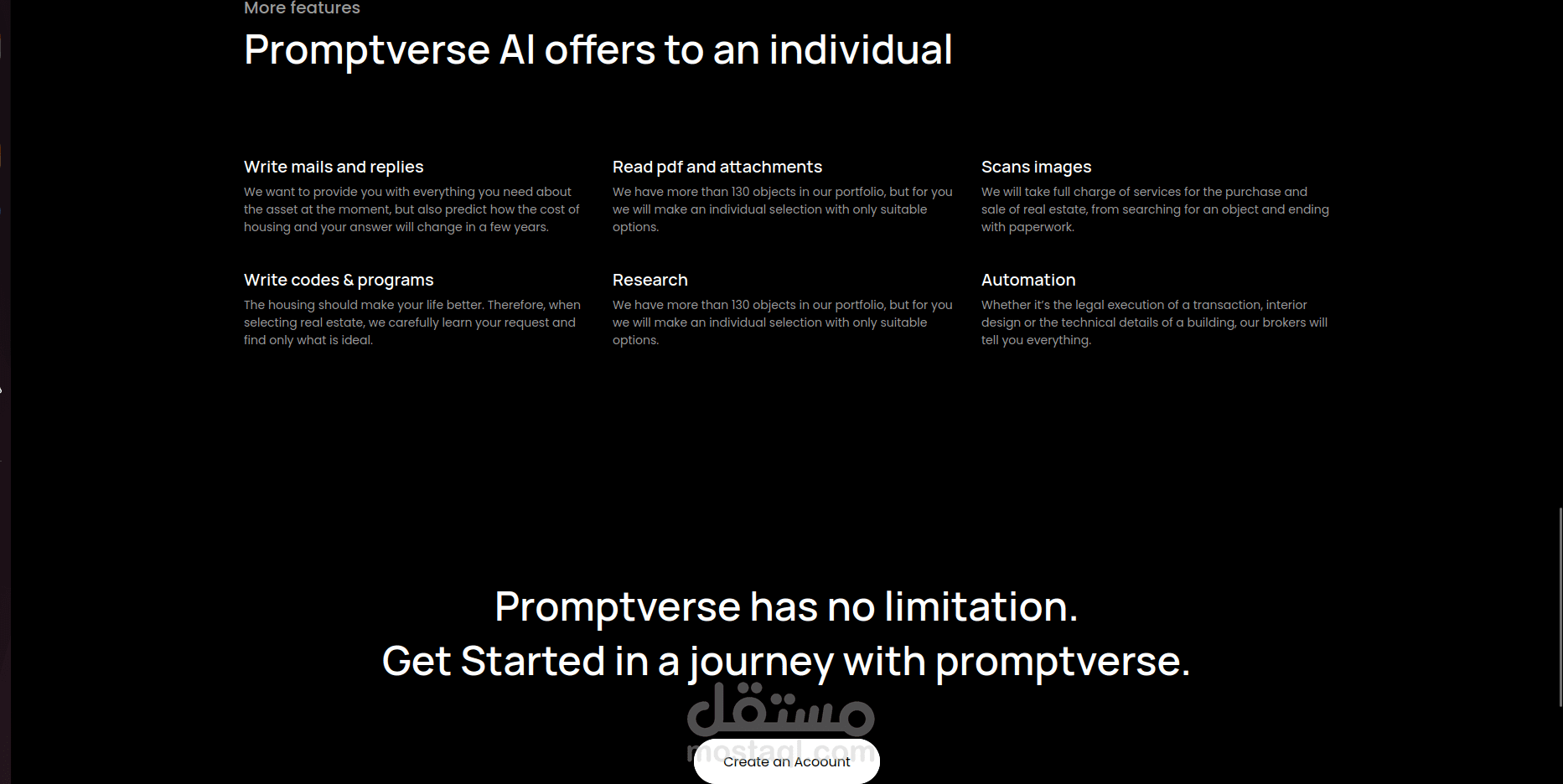 تصميم وتطوير صفحة هبوط "Promptverse AI"