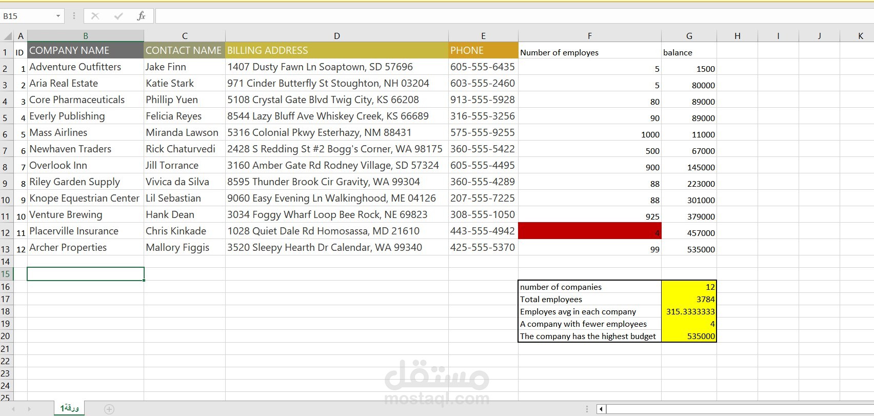 عداد وتنظيم جدول بيانات متقدم باستخدام Microsoft Excel