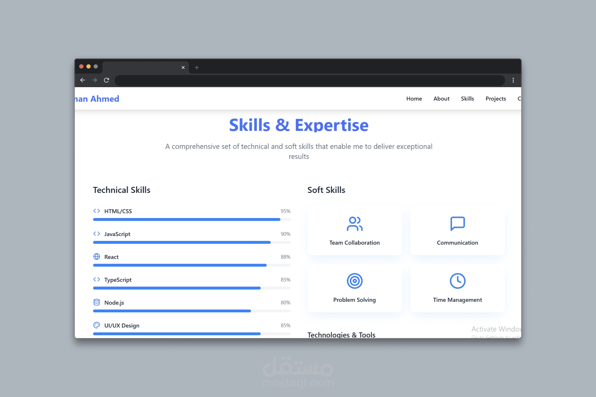 موقع بورتفوليو عصري لعرض مشاريعك بشكل جذاب – Professional Portfolio Website