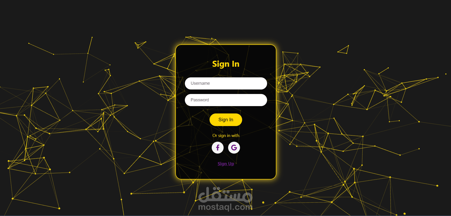 تصميم وتطوير واجهة تسجيل دخول احترافية بخلفية تفاعلية باستخدام HTML وCSS وJavaScript