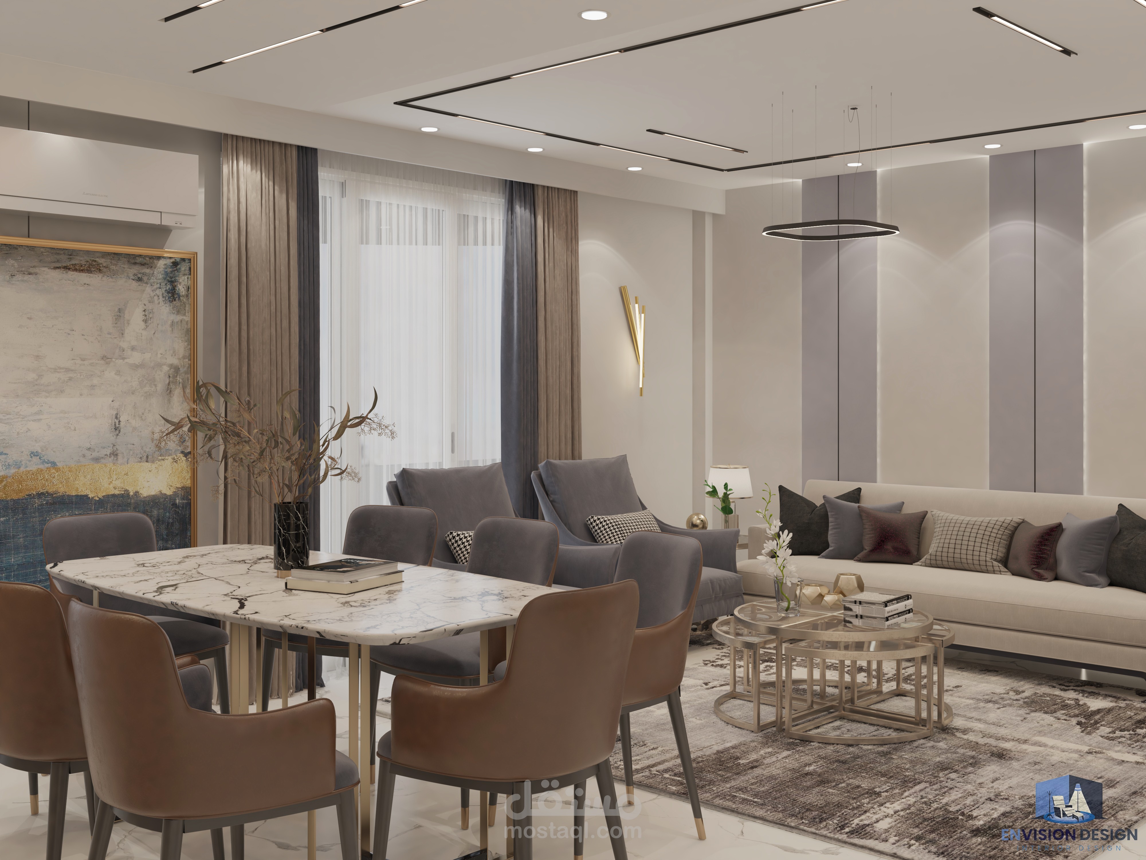 Reception,living area & dining area