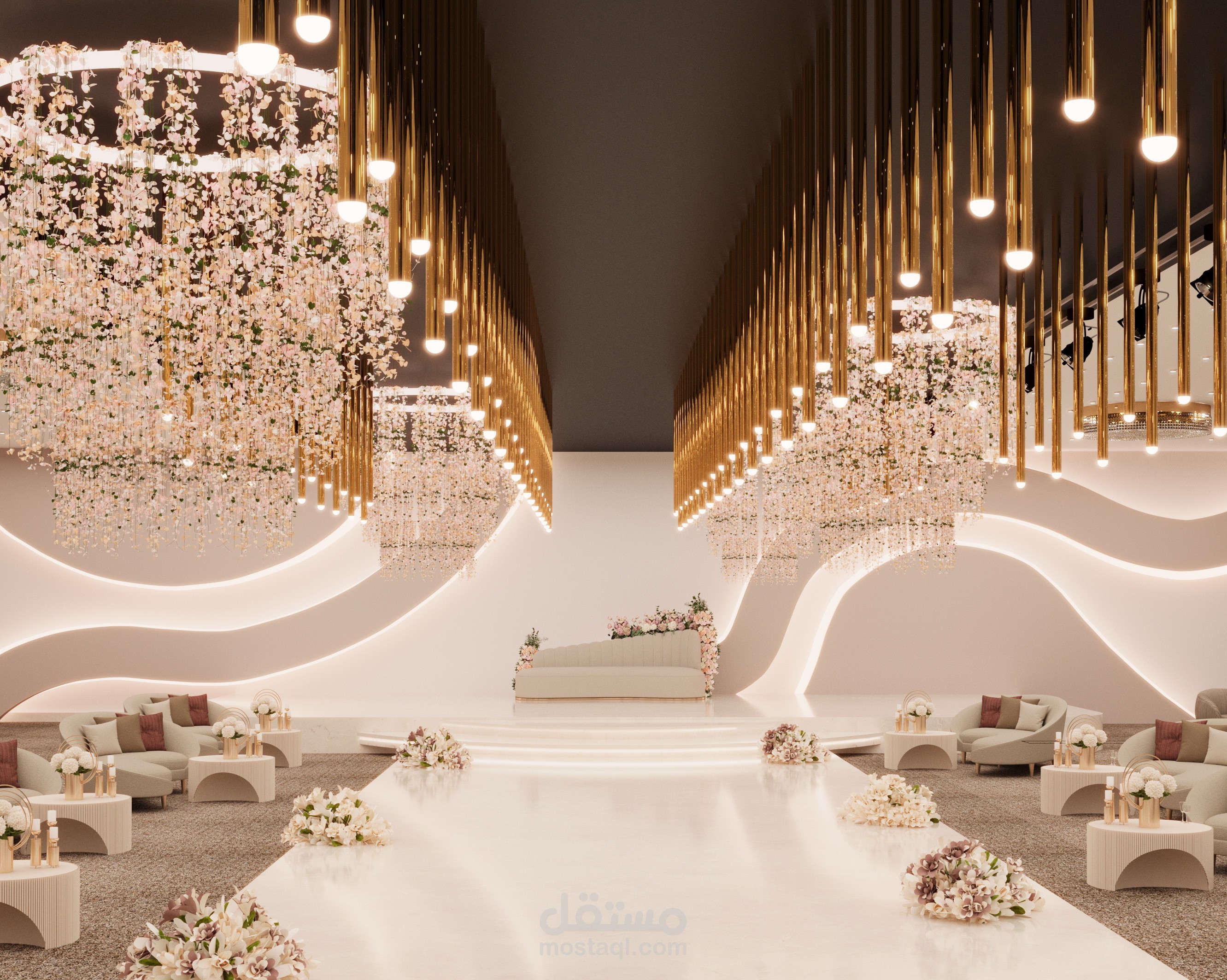 تصميم داخلي لقاعة أفراح بالمملكة العربية السعودية – ستايل Modern Luxury