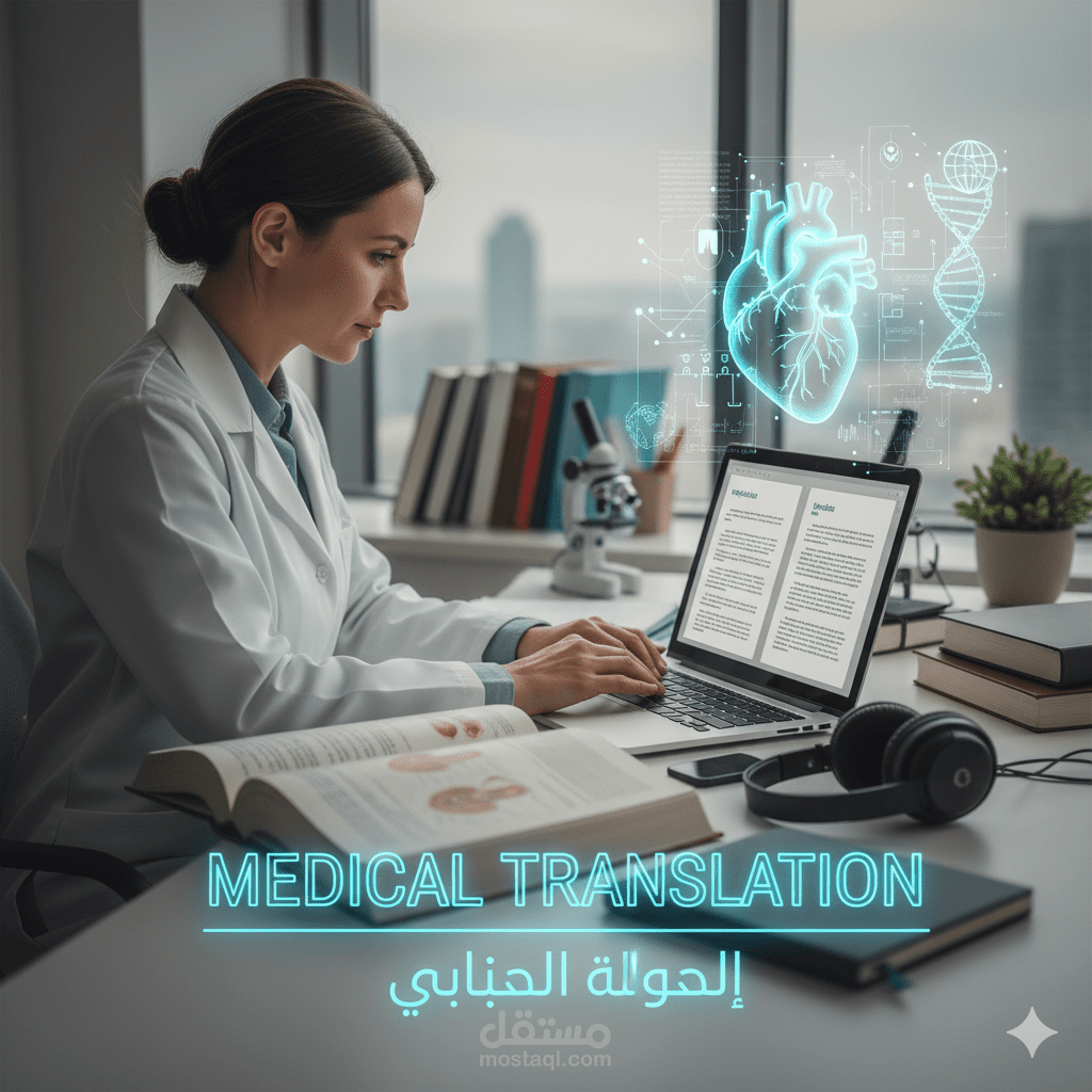 خدمات ترجمة طبية محترفة : مقالات، وثائق، محتوى مواقع (عربي/إنجليزي).