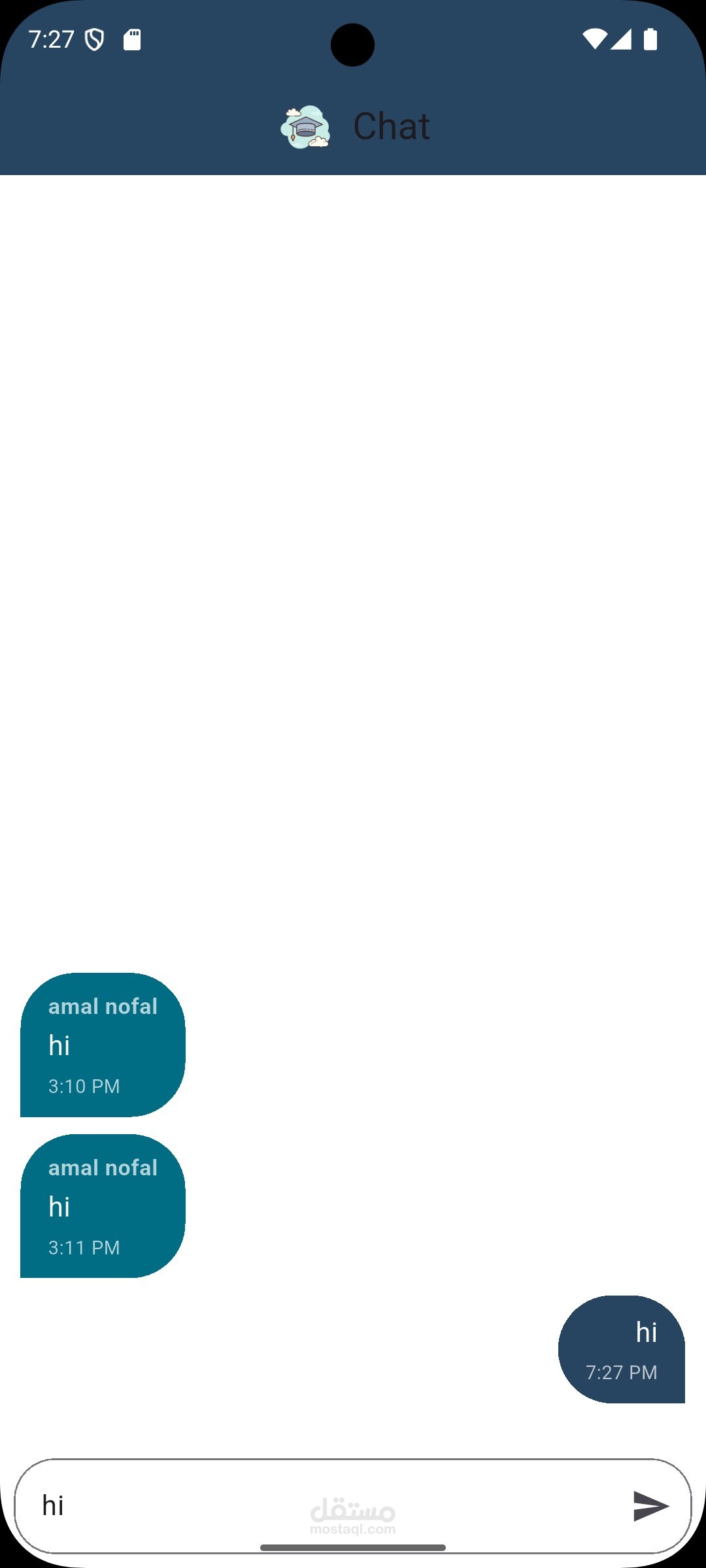 تطبيق موبايل شات جماعي (باستخدام flutter)