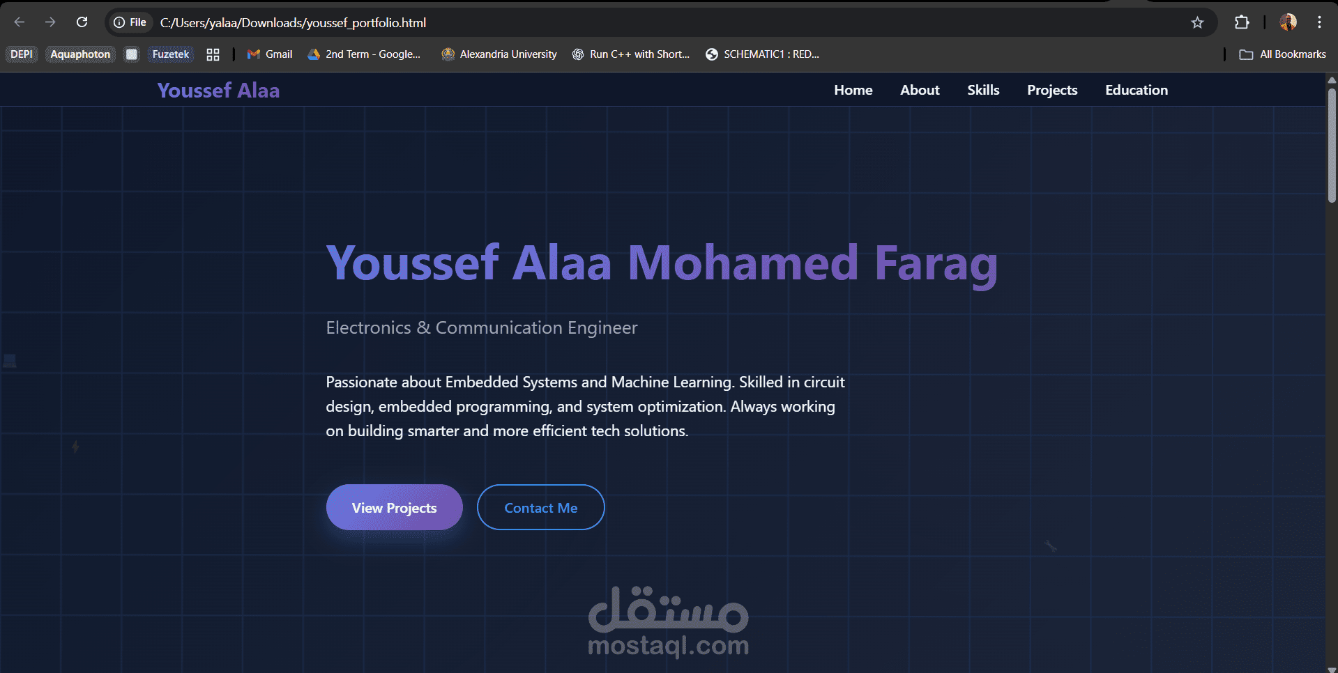 إنشاء موقع بورتفوليو تفاعلي يعرض المهارات والمشاريع باحترافية