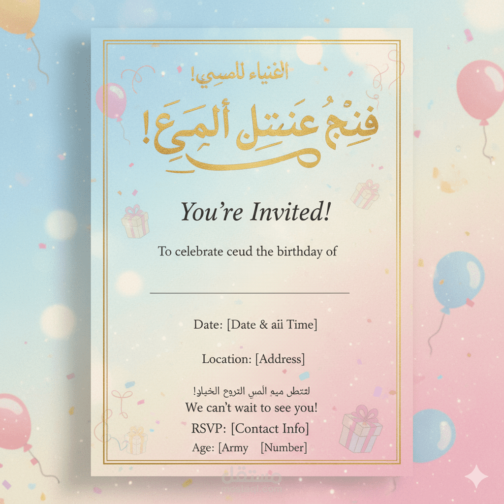 تصميم دعوة عيد ميلاد