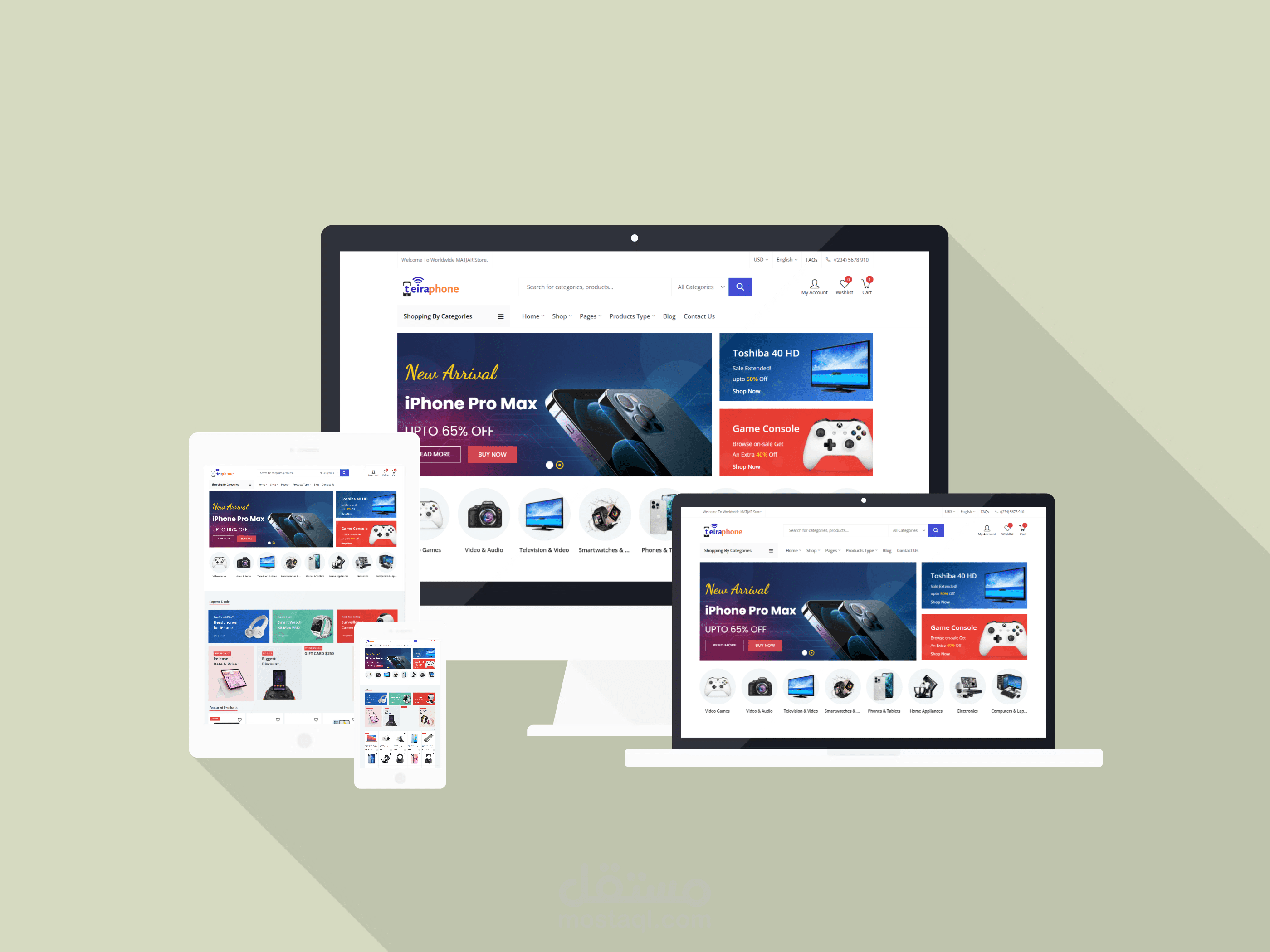 متجر تيرا فون | تصميم وتطوير متجر إلكترونيات (WordPress + Elementor)