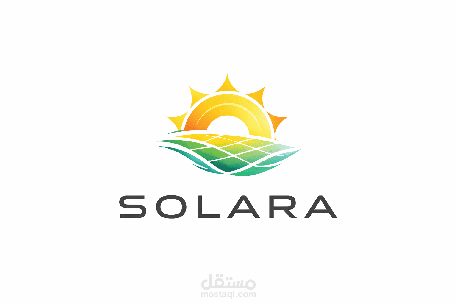 شعار Solara: تصميم مبتكر للطاقة الشمسية المستدامة