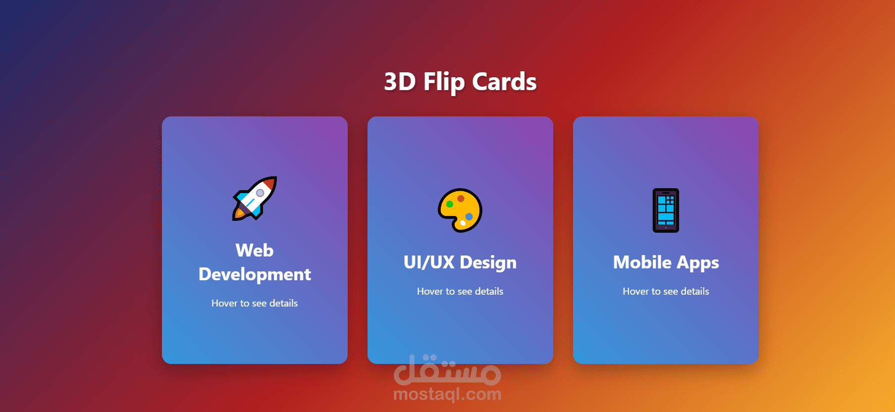 3D Flip Cards – Interactive UI Component