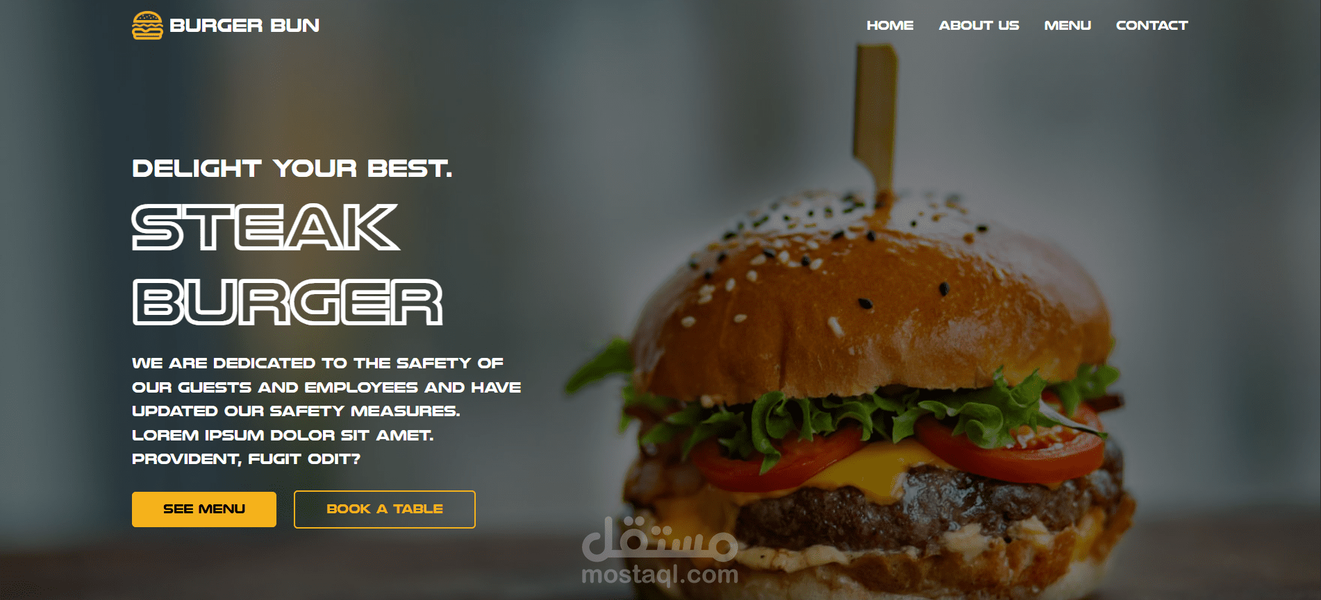 تصميم موقع ويب لمطعم برجر باستخدام HTML وCSS