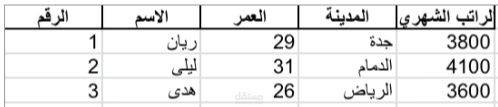 جدول بيانات تجريبي - إدخال بيانات باستخدام Excel