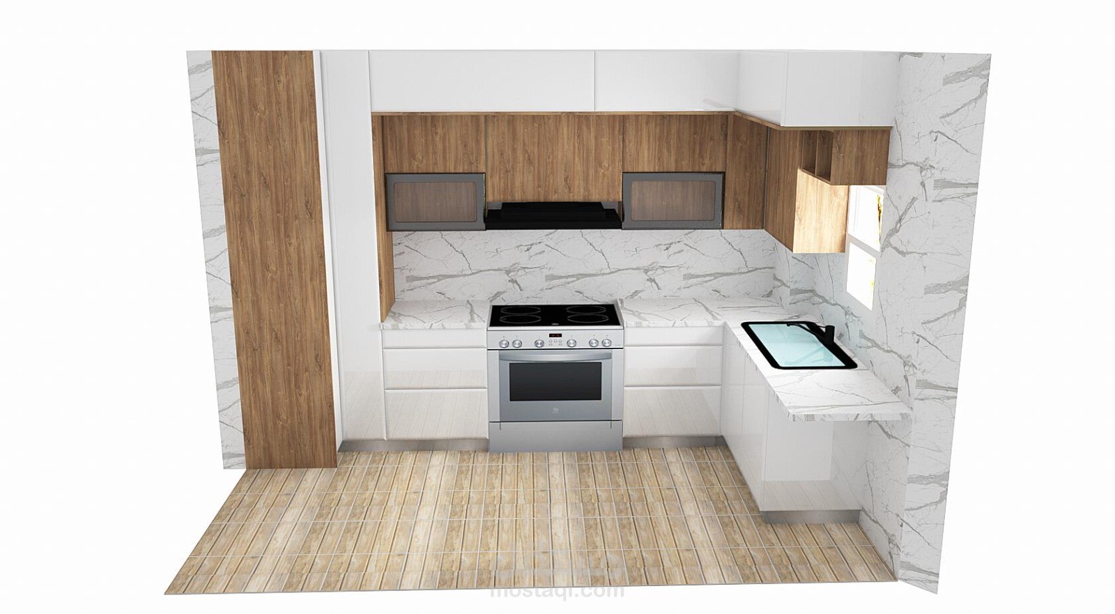 تصميم مطابخ 3D بشكل انيق وعصرى