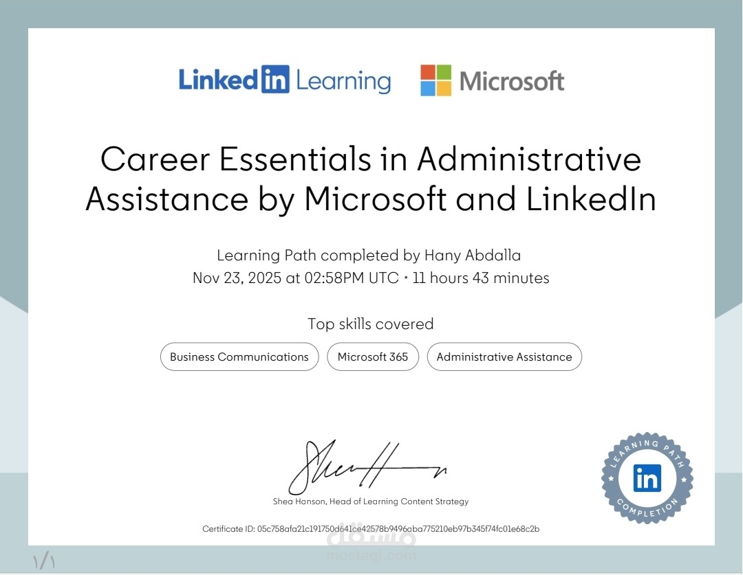 Career Essentials in Administrative Assistance by Microsoft and LinkedIn Learning