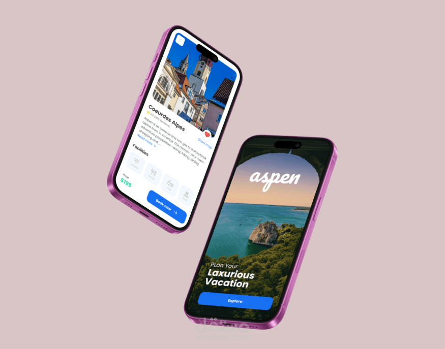 تطبيق Aspen – تصميم واجهة وتجربة مستخدم لتخطيط الرحلات السياحية