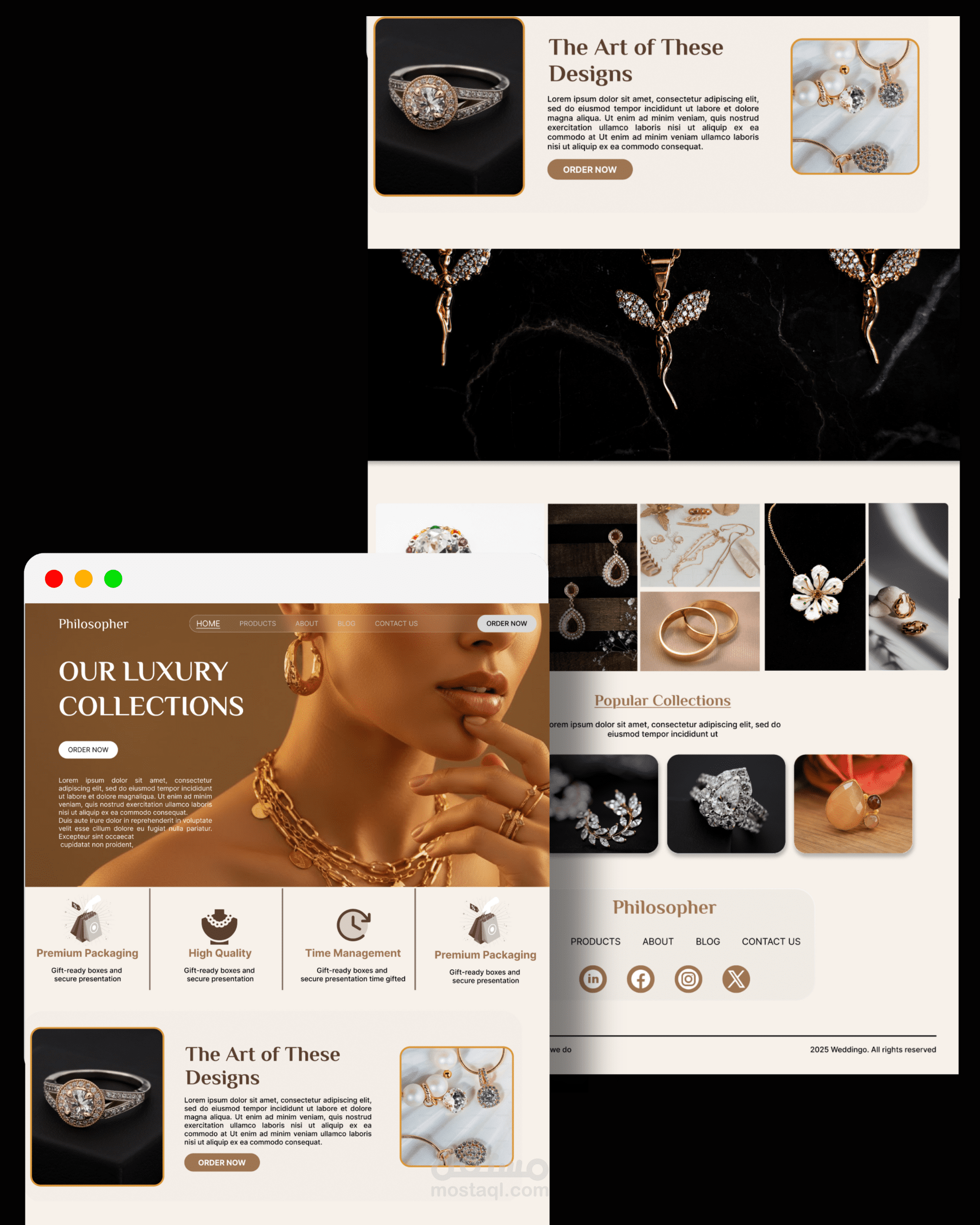 تصميم واجهة مستخدم (UI/UX) لموقع إلكتروني لمتجر مجوهرات فاخرة (Luxury Jewelry E-commerce)