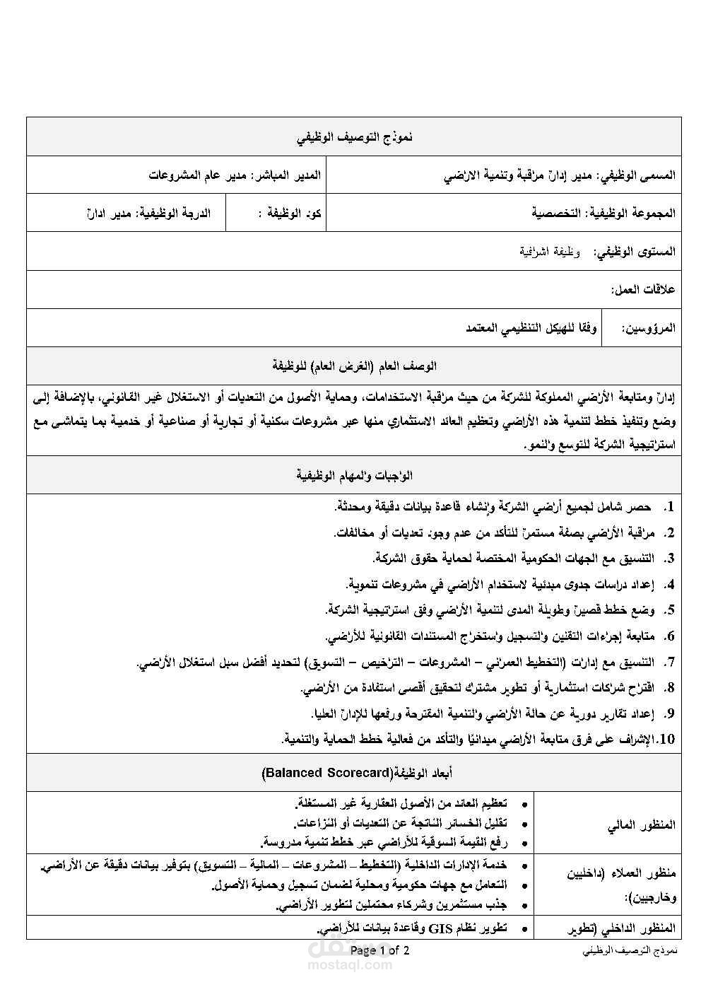 تحديث بطاقات وصف وظيفي